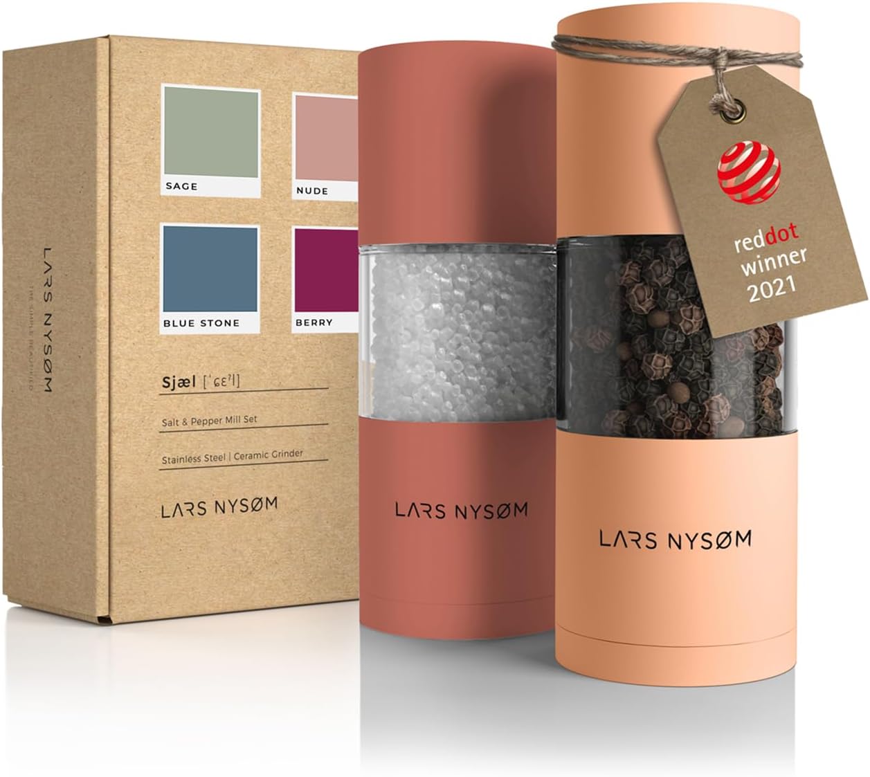 LARS NYSØM Salt and Pepper Grinder Set I Salt and Pepper Mills with Adjustable C...