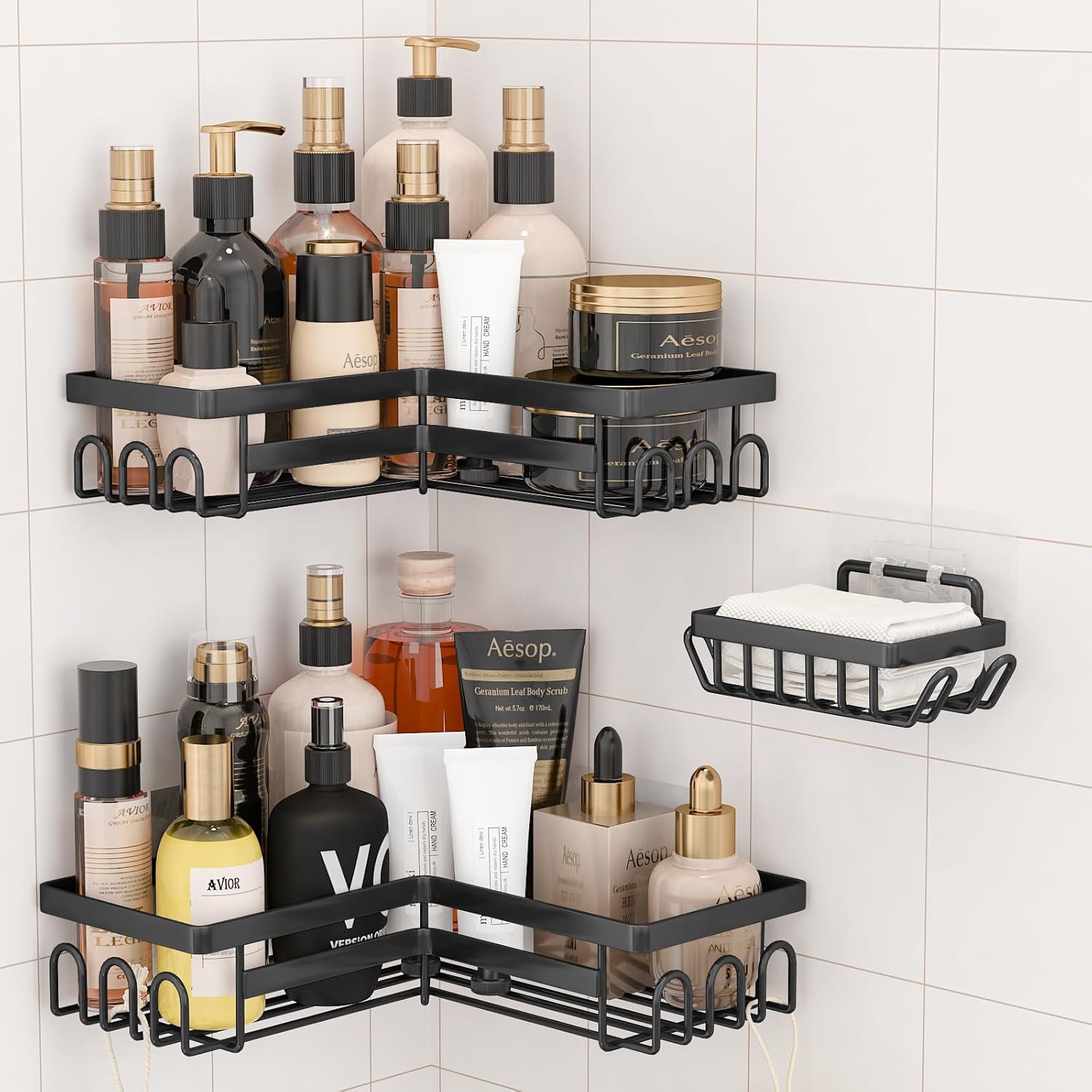 rigors 3-Pack Corner shower Caddy for Bathroom Storage&Home Decor&Kitchen, No Dr...