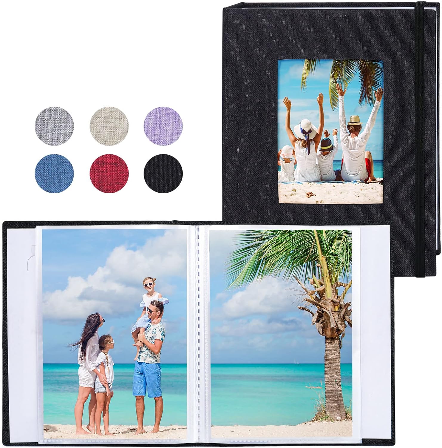 Vienrose Small Photo Albums 6x4 Photos, 2 Pack Linen Cover Mini Photo Book, 26-P...