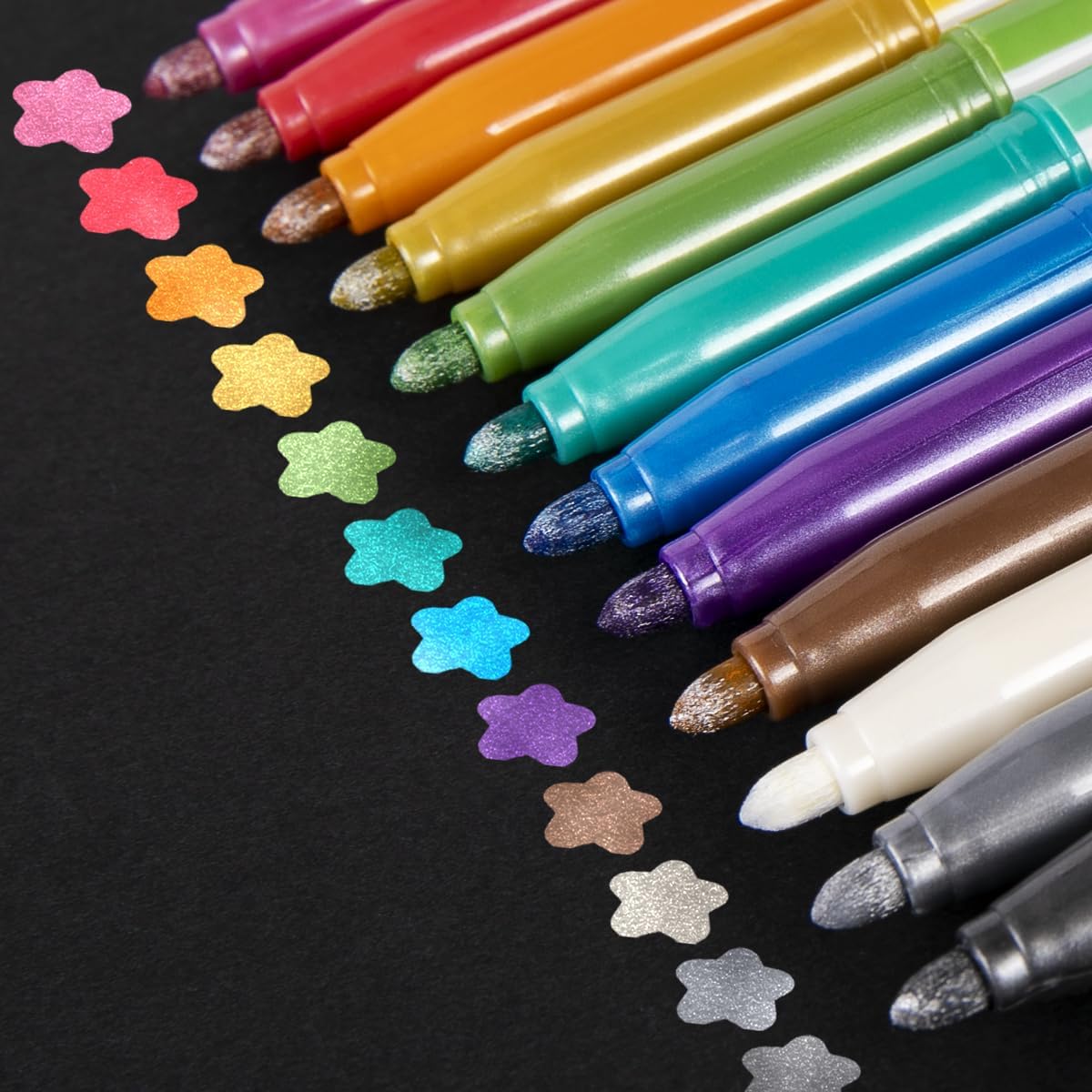 Metallic Marker Pens Paint Pens for Art Set of 12 Metallic Pens for Scrapbook Ac...