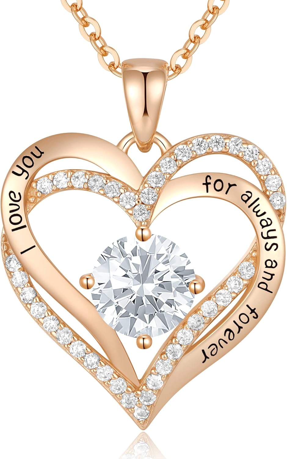 CDE Forever Love Heart Necklaces for Women, Wedding Anniversary, Birthday Gift f...