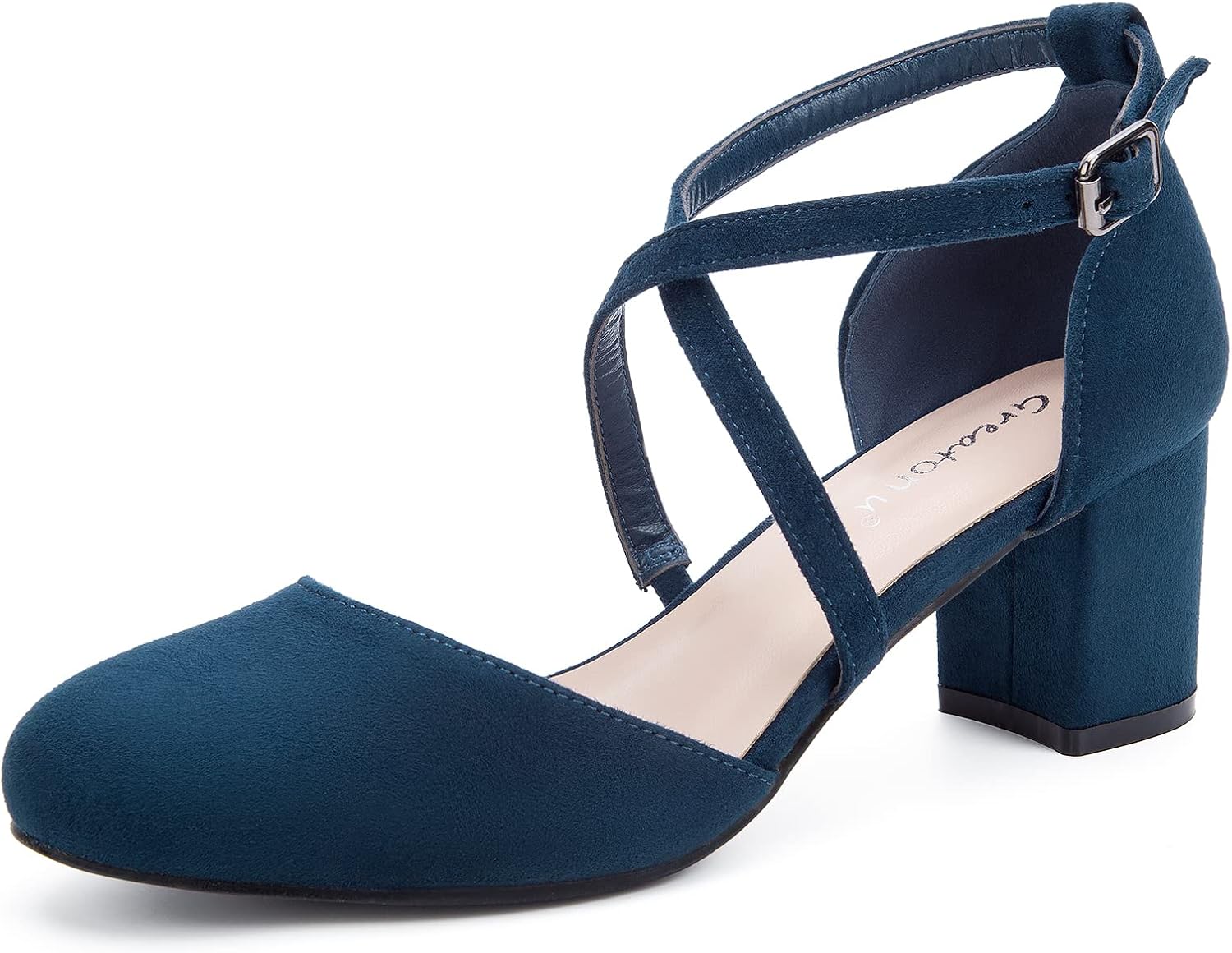 Greatonu Womens Court Shoes Mid Heel Chunky Dress Sandals Ladies Ankle Strap Wed...