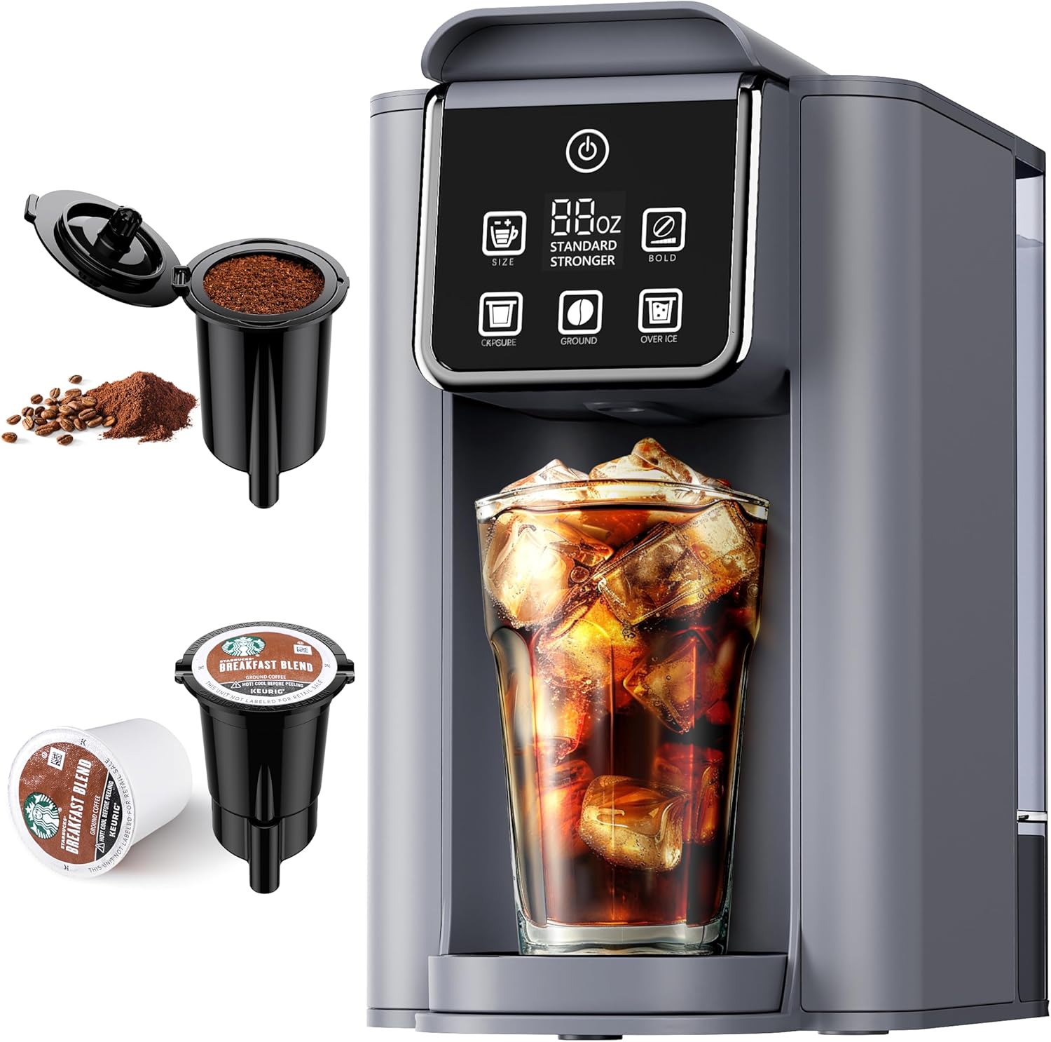 Hot & Iced Coffee Maker with Bold Setting, Single Serve Coffee Maker for K Cup a...