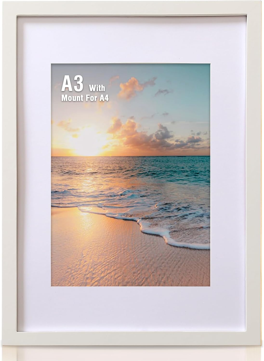 Cispree A3 Photo Frame, A3 Wooden Picture Frames with Mount for A4 Print for Wal...