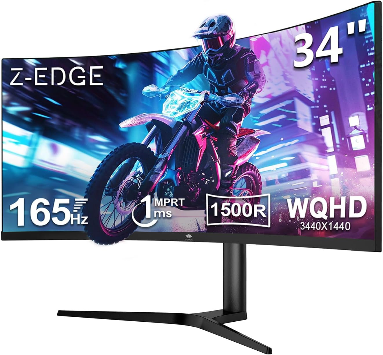 Z-Edge 34 Inch Curved Gaming Monitor Ultrawide 165Hz(DP) 100Hz(HDMI) 1ms MPRT 21...