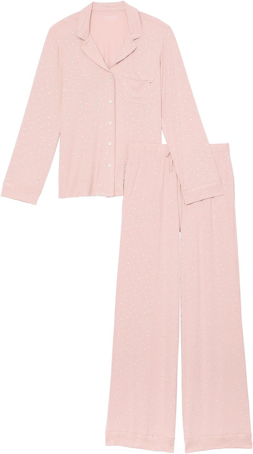 Victoria's Secret Modal Pajama Set, Long Sleeve Button Down Shirt and Pajama Pan...