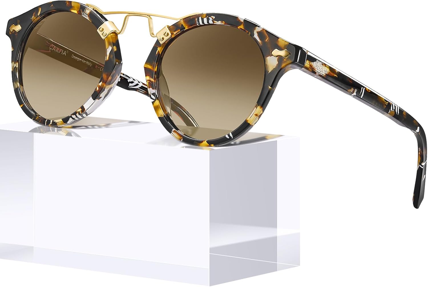 CARFIA Small Face Acetate Polarized Sunglasses for Women UV Protection, Retro Do...