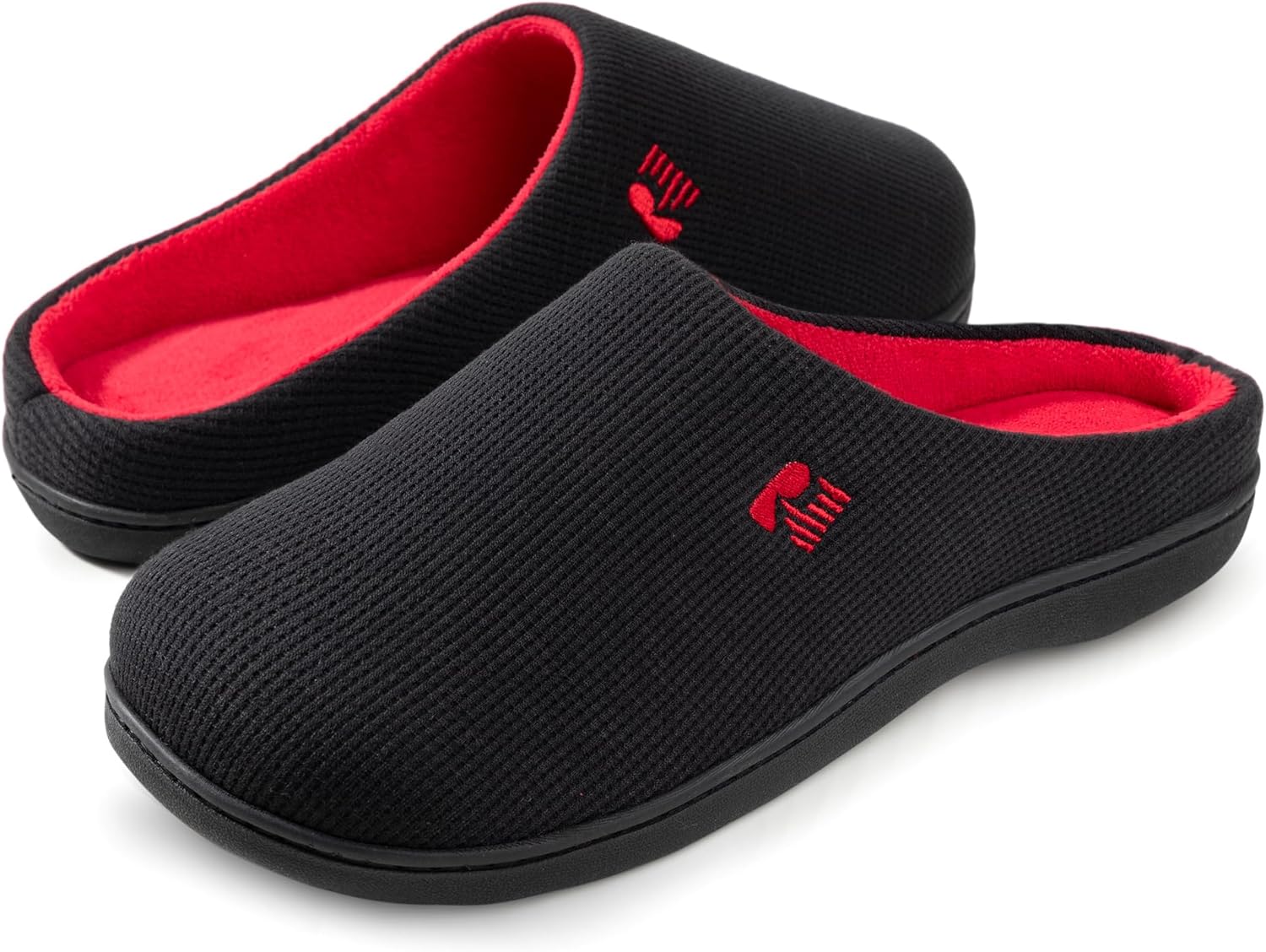 RockDove Men's Original Two-Tone Memory Foam Slipper 6/7 UK Black and Red