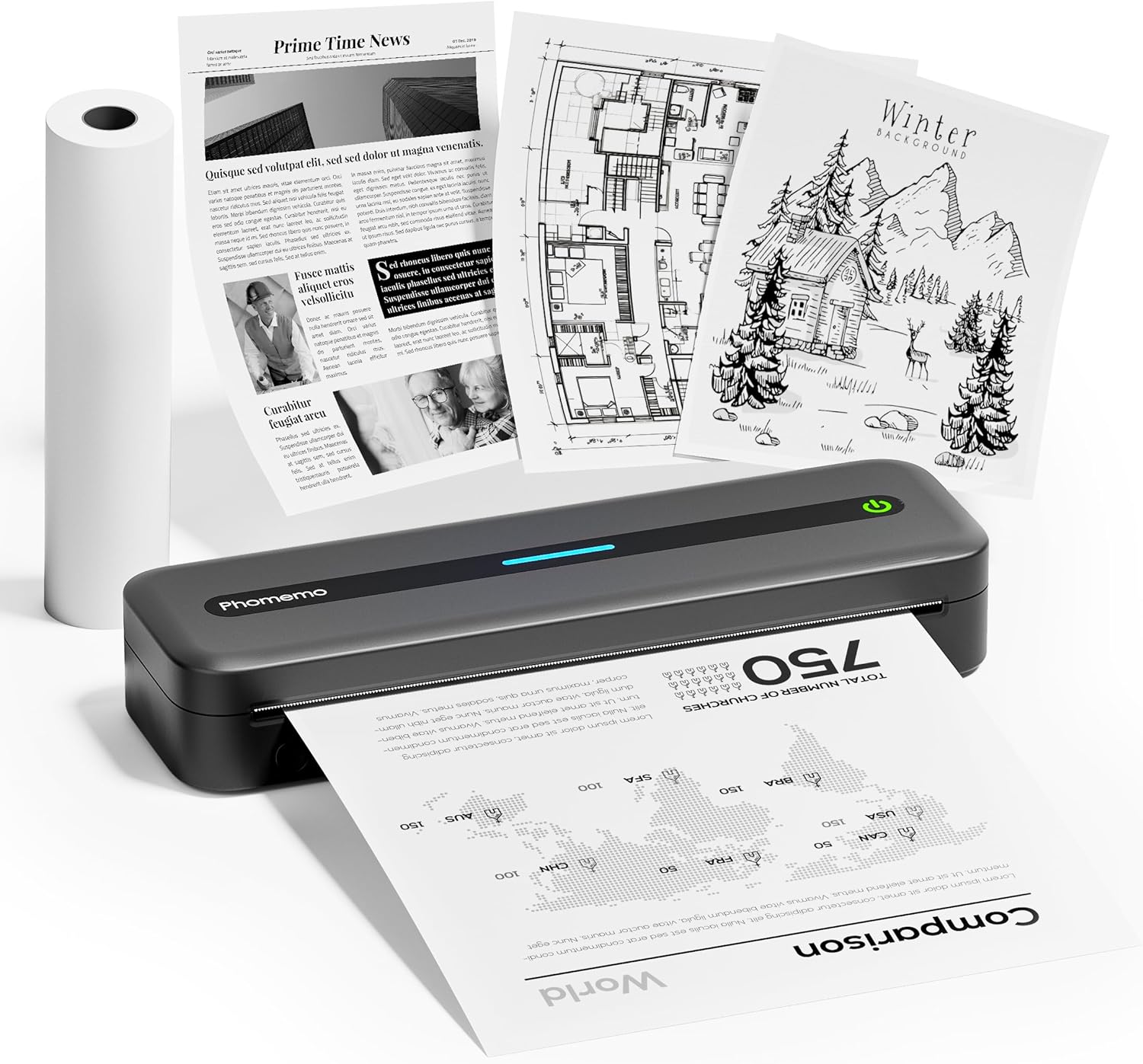 Phomemo M832 Portable Thermal Printer A4, Wireless Bluetooth Mobile Printers for...
