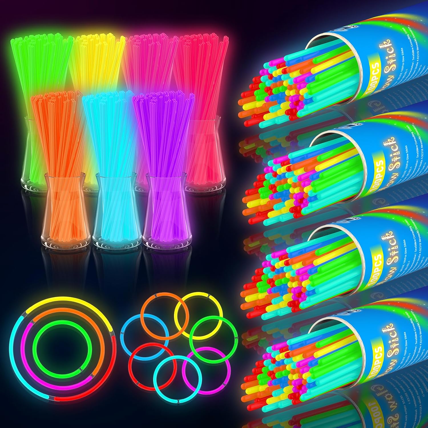 DELEE Glow Sticks, 400PCS Glowsticks Party Packs, Halloween Party Bag Fillers wi...