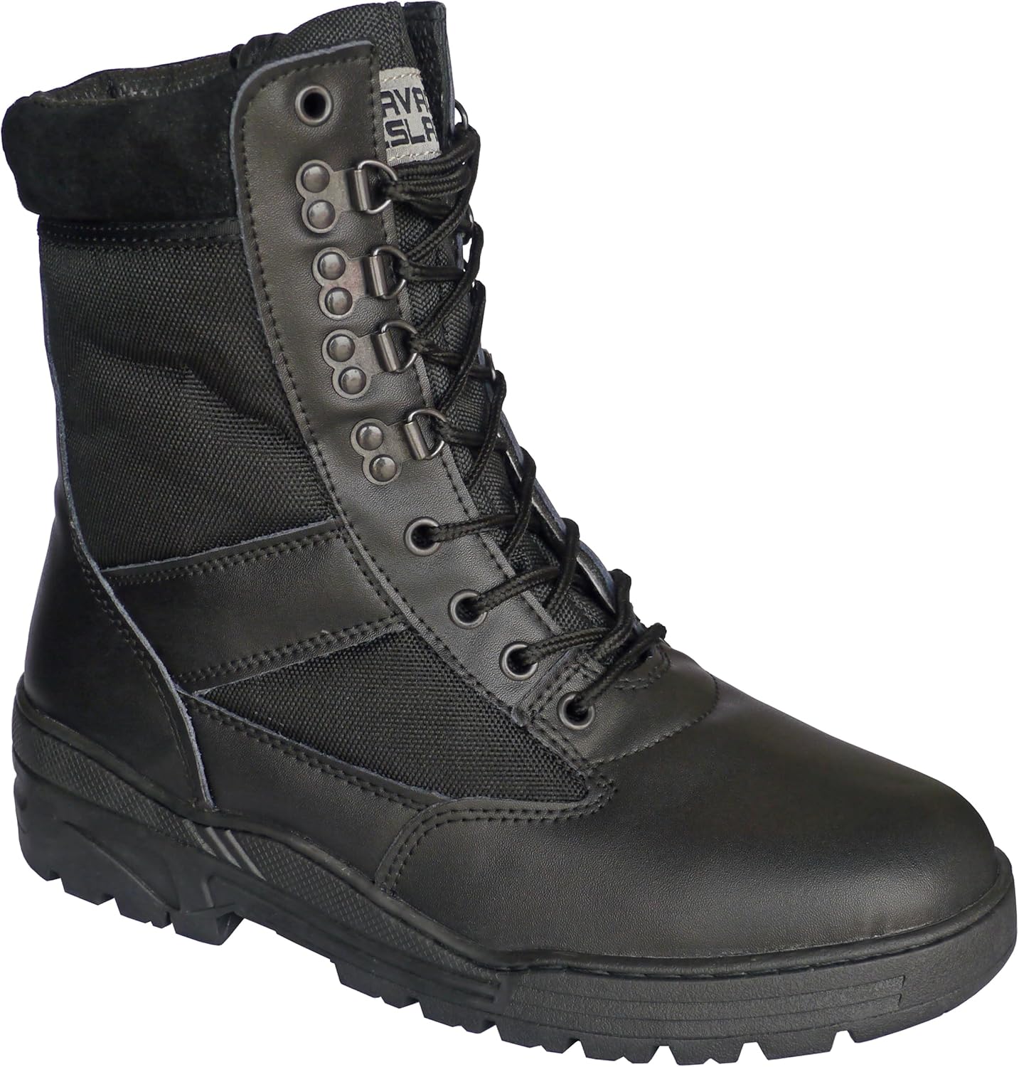 Savage Island Men's Black Leather Combat Patrol Work Boots 10 UK Black