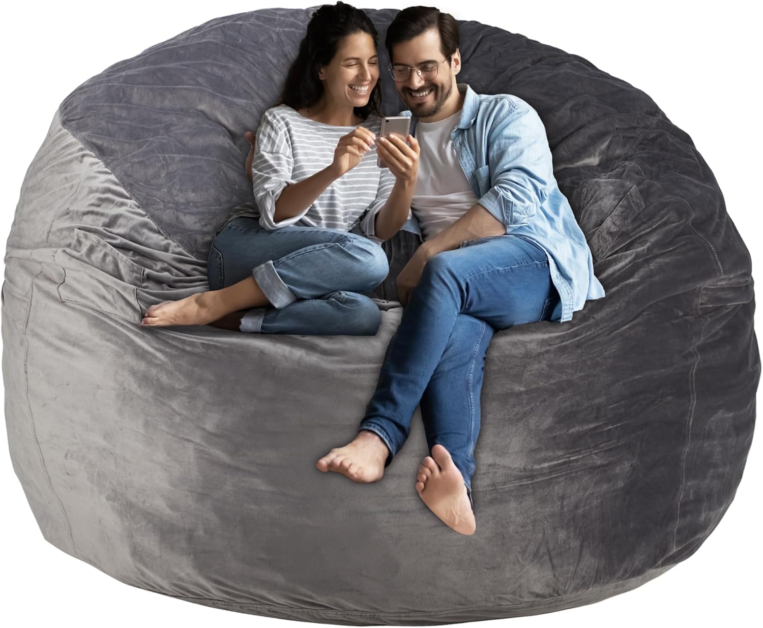 HABUTWAY Bean Bag Chair: Giant 5' Memory Foam Furniture Bean Bag Chair with Micr...
