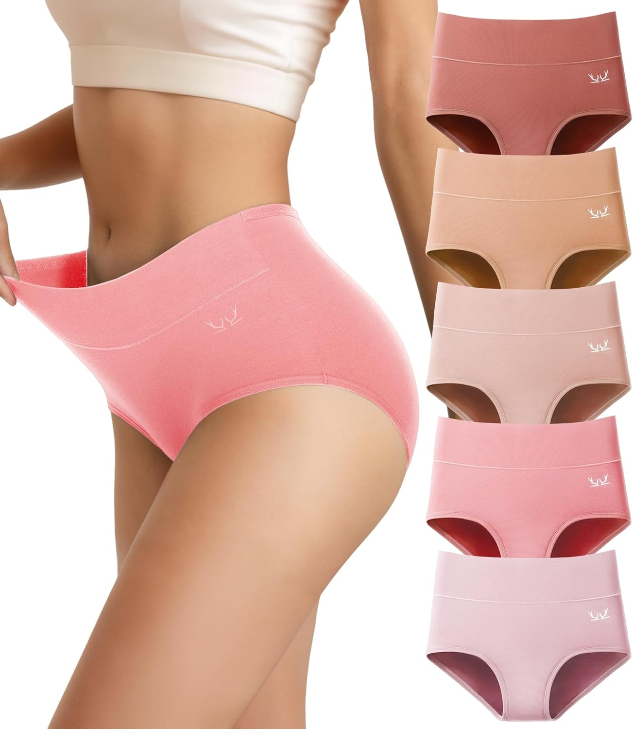 Women's Cotton Underwear High Waisted Underwear Soft Briefs Full Coverage Ladies...