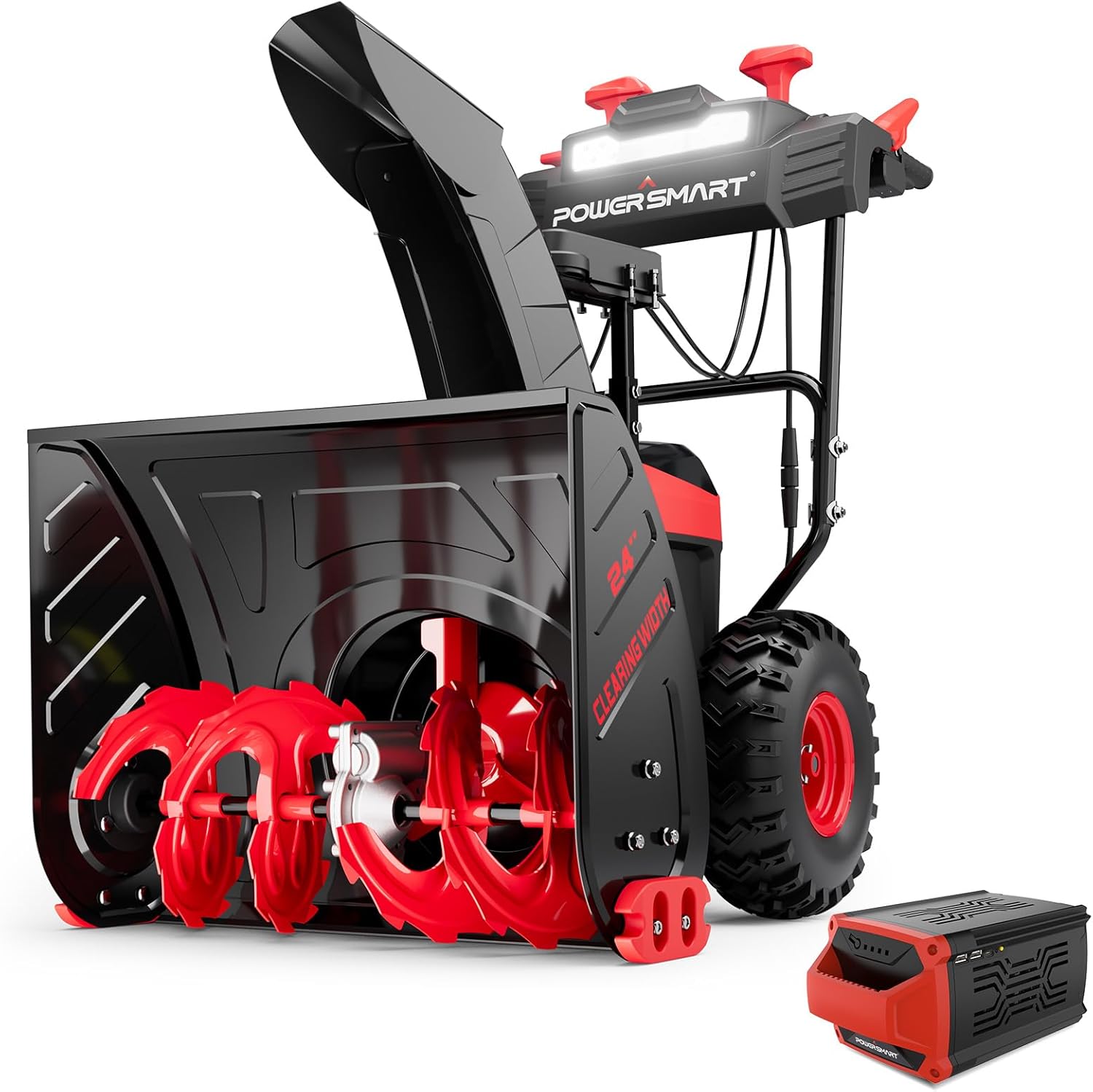 PowerSmart 80V 24in. Self-Propelled Cordless Snow Blower, 2-Stage with 6.0Ah Bat...