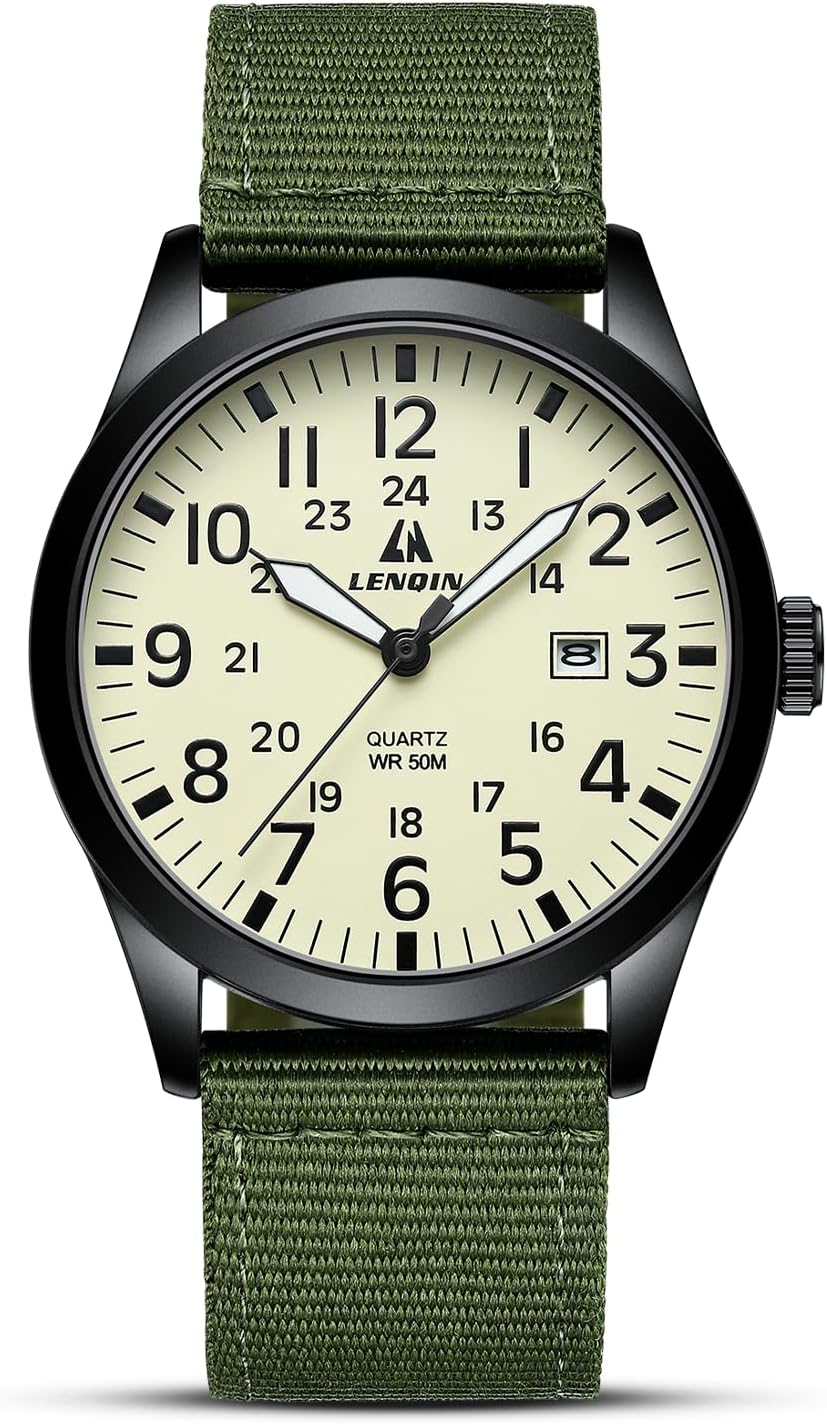 LN LENQIN Mens Watches Unisex Military Sport Nylon Strap Stylish Luminous Fashio...