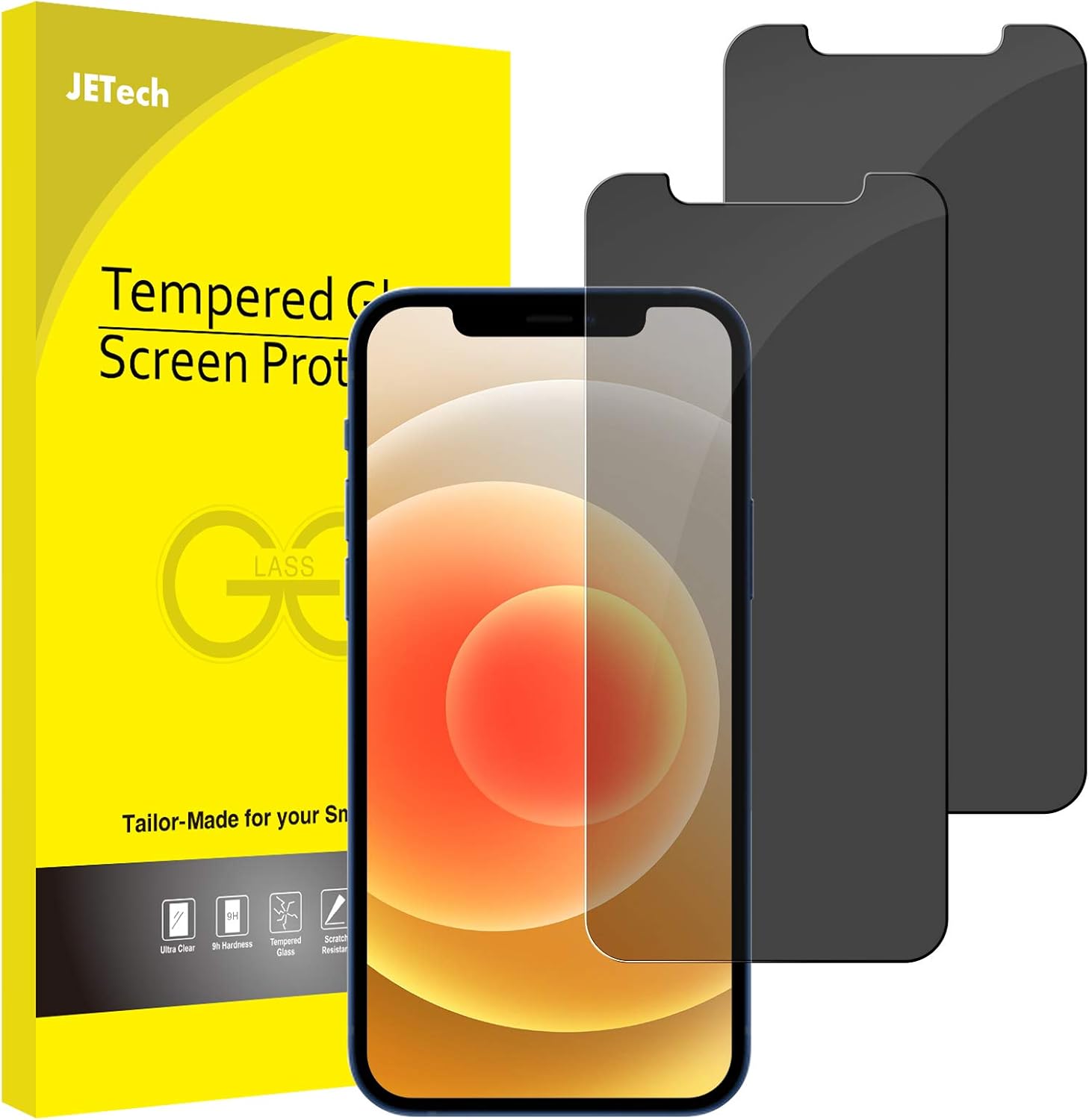 JETech Privacy Screen Protector for iPhone 12/12 Pro 6.1-Inch, Anti Spy Tempered...