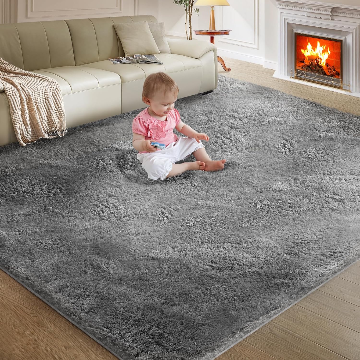 Ultra Soft Rug for Living Room, 5X8 Fluffy Shag Area Rug for Bedroom, Modern Sha...