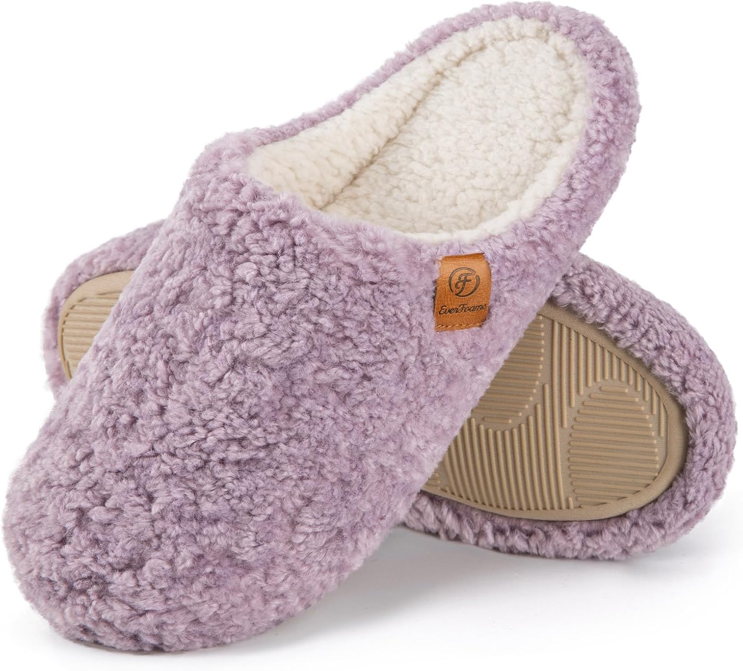 EverFoams Women's Mule Slippers Comfy Warm Shearling Lightweight Breathable Memo...