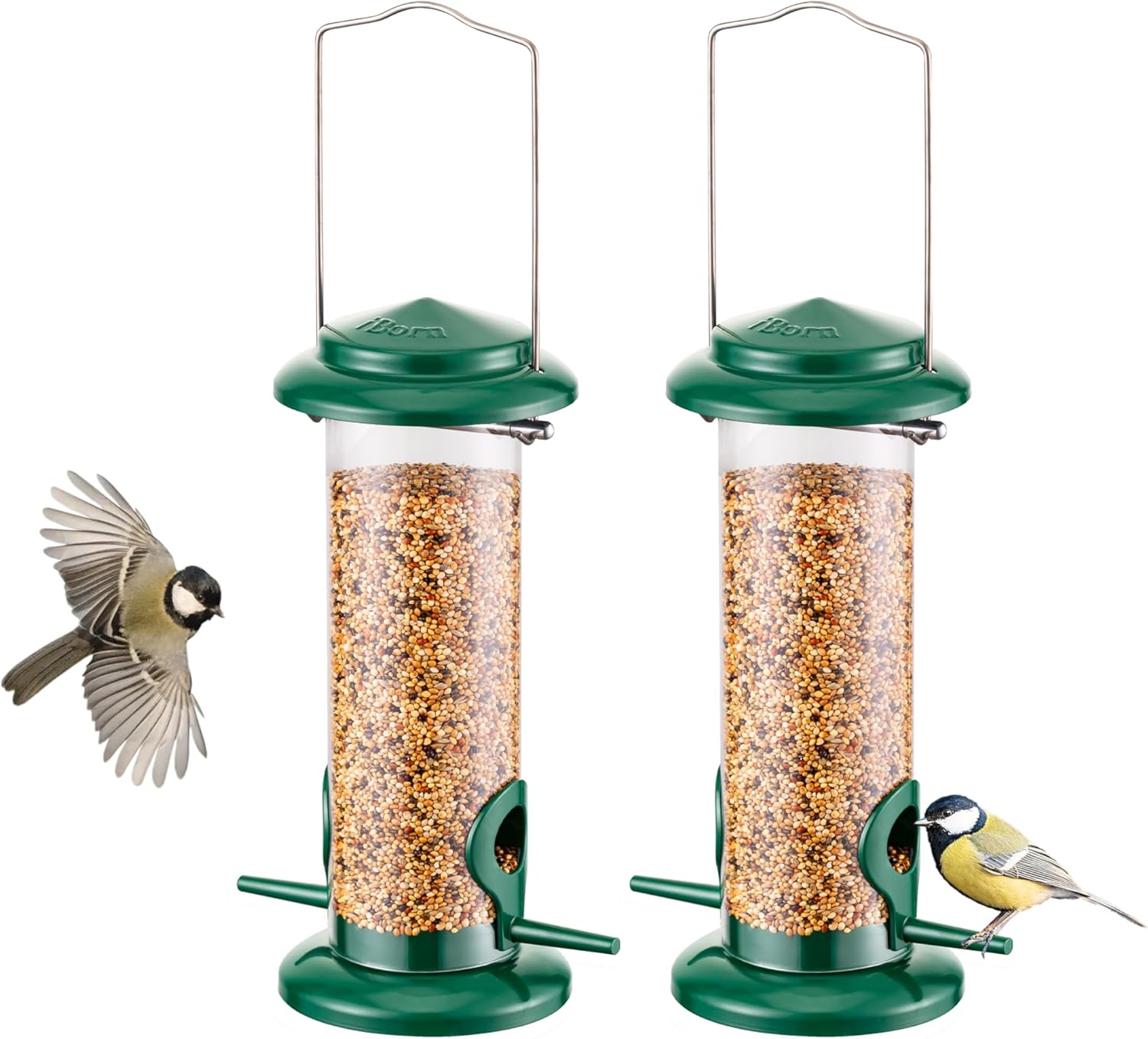iBorn Metal Bird Feeders Hanging Bird Feeder For Small Birds for Garden Outdoors...