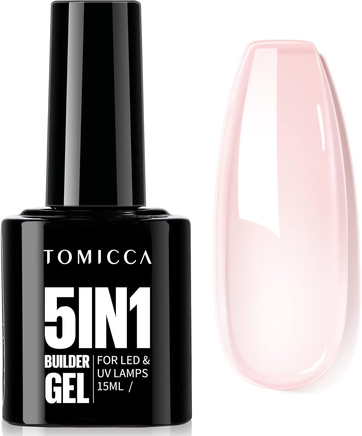 TOMICCA 5 in 1 Builder Nail Gel- 15ML Builder Base Strengthening nude Nail Gel f...
