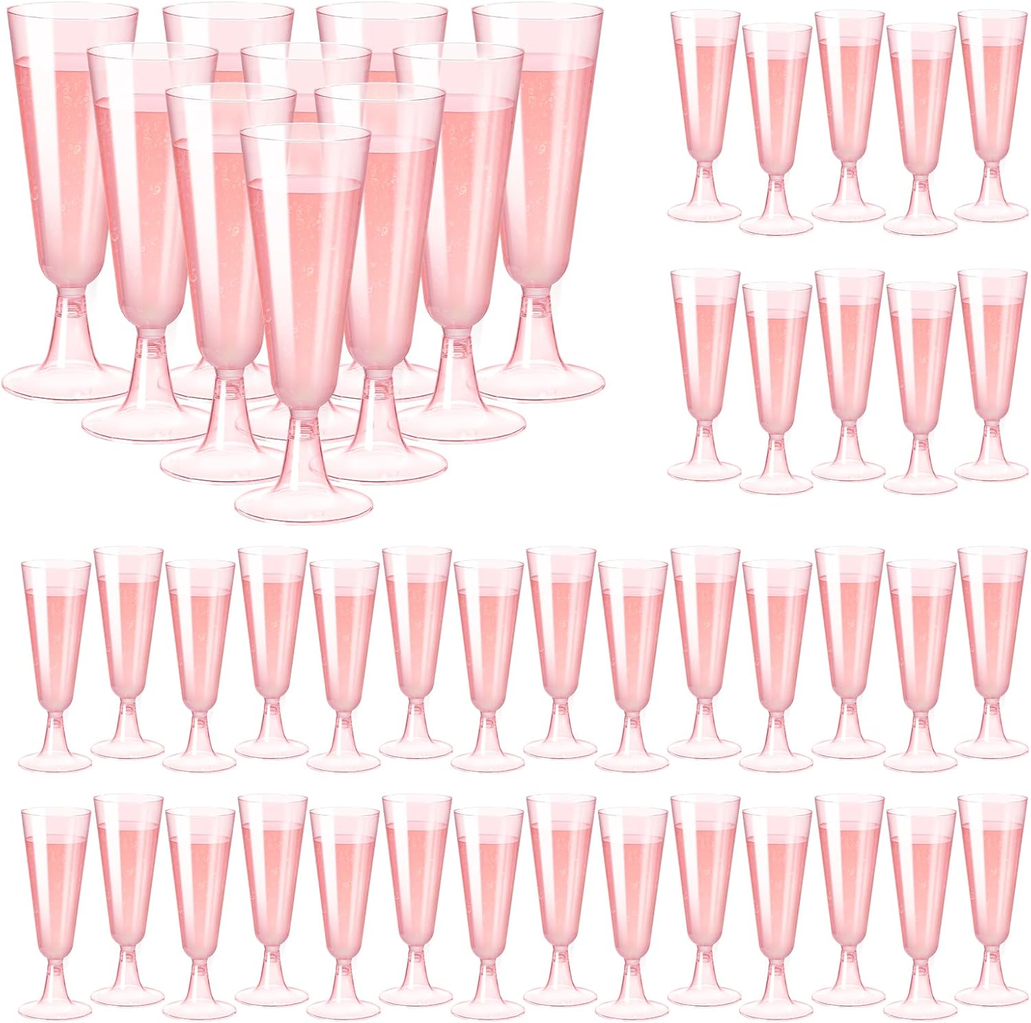 SUREHOME Pink Champagne Flutes Plastic Champagne Glasses Disposable Mimosa Glass...