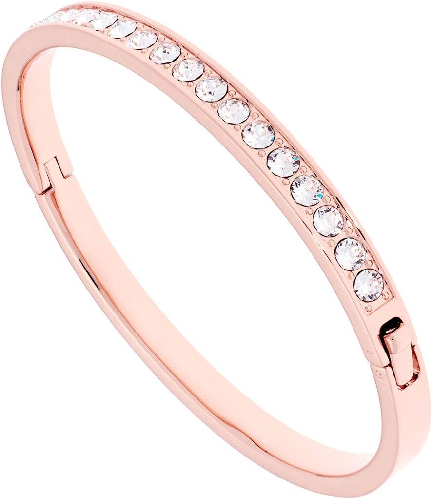Ted Baker Clemara Hinge Crystal Bangle Bracelet For Women Large Rose Gold Tone/C...