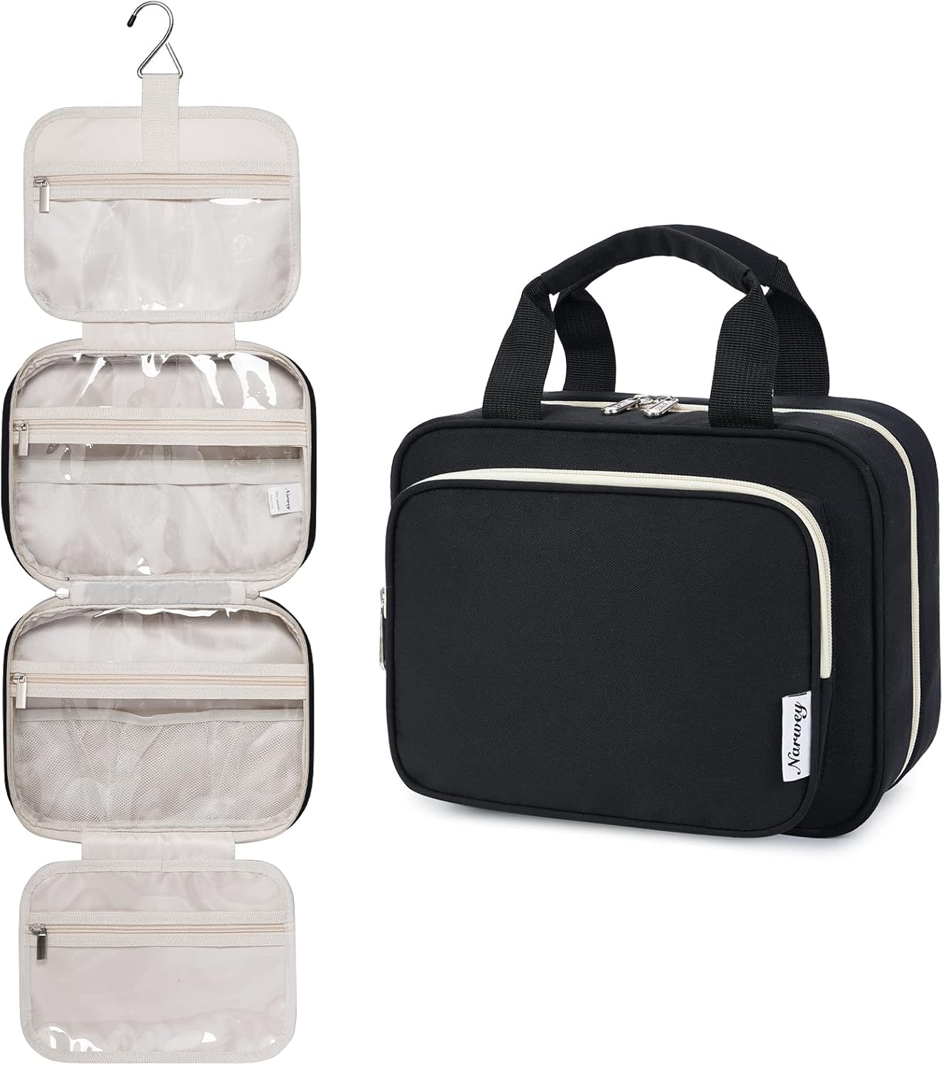 Narwey Hanging Travel Toiletry Bag for Women Wash Bag Cosmetics Makeup Bag Organ...