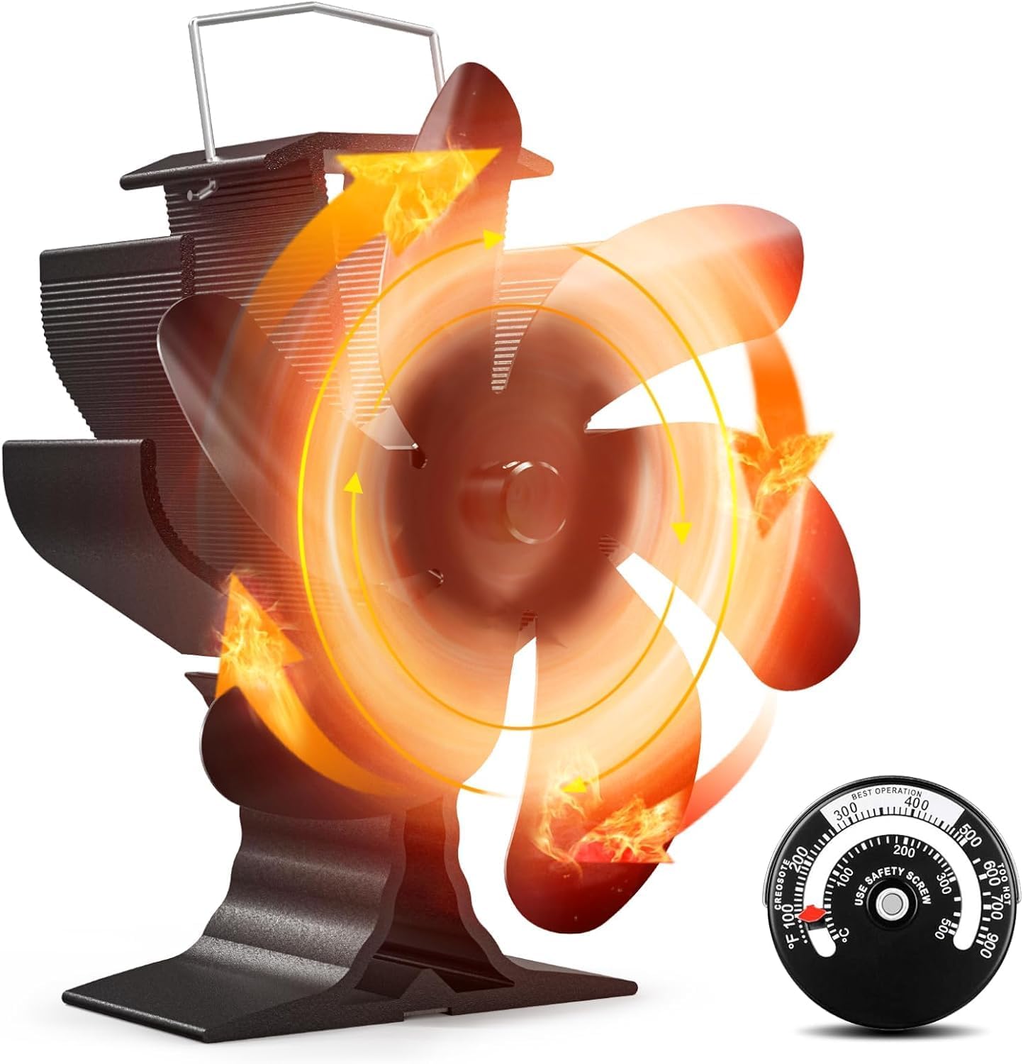 Signstek Wood Stove Fan Log Burner Fan Wood Burner Fireplace Fan Big 6 Blades Fa...