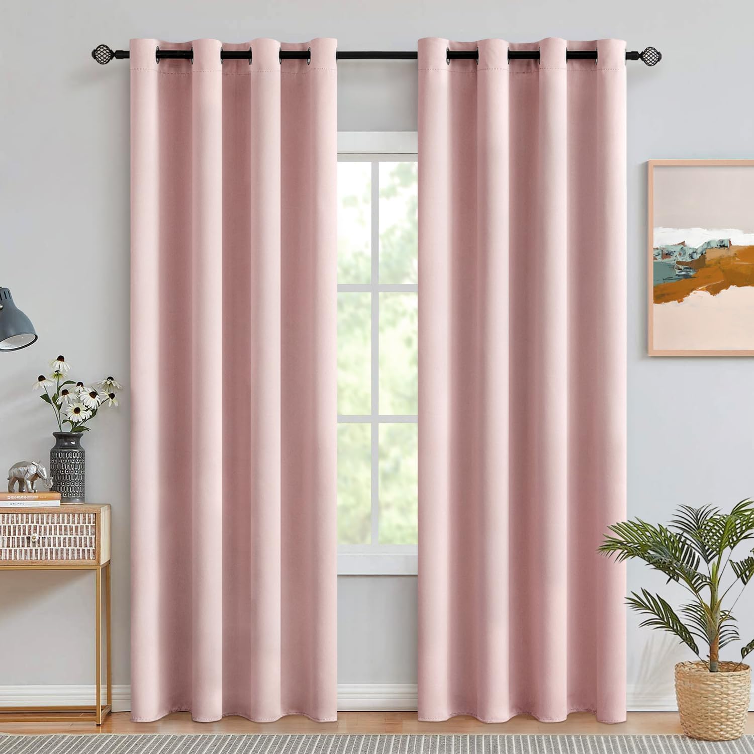 MIULEE Light Pink Room Darkening Curtains Thermal Insulated Drapes Solid Window...