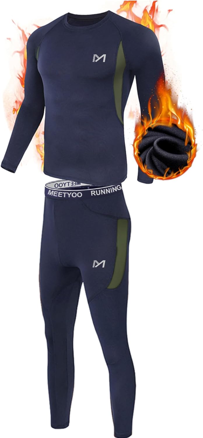 MEETYOO Men's Thermal Underwear Set, Wicking Long Johns Quick Dry Base Layer Spo...
