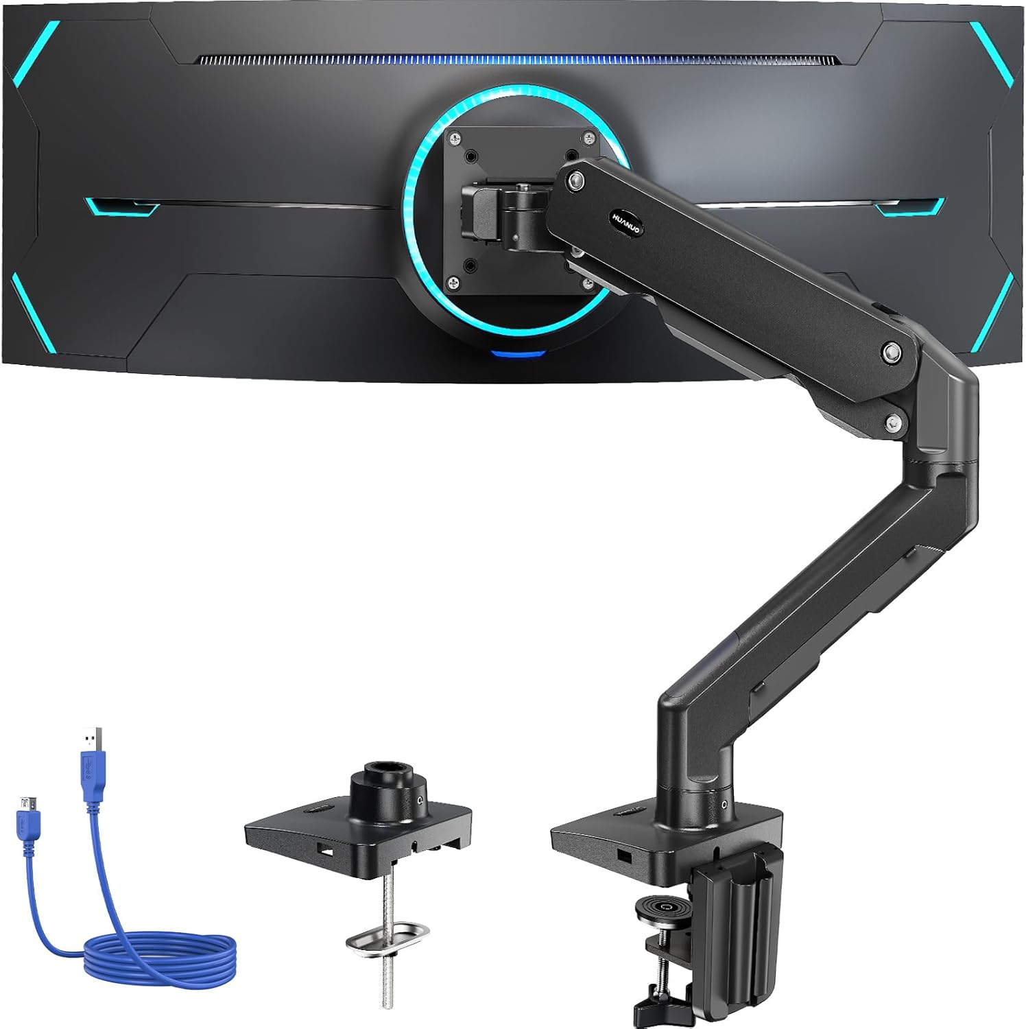 HUANUO Heavy Duty Monitor Arm for 49 inches Screens up to 35 lbs, Aluminum Ultra...