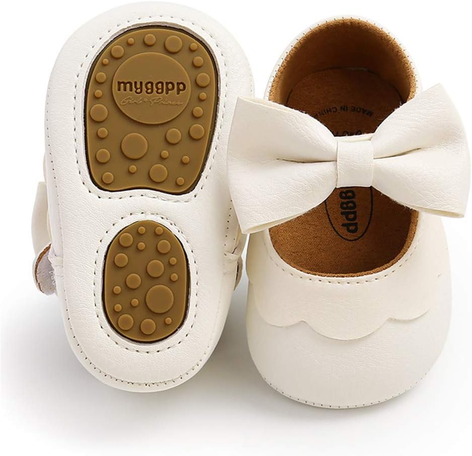 LAFEGEN Baby Girls Mary Jane Flats with Bownot Non Slip Soft Sole PU Leather New...