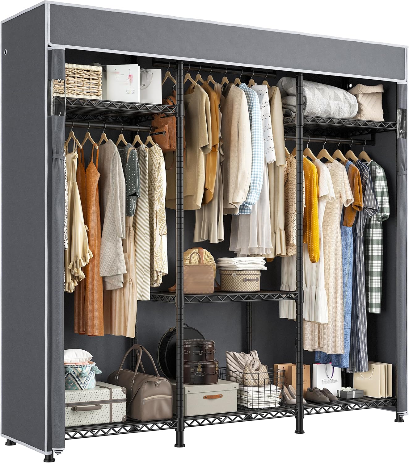Raybee Heavy Duty Clothes Rack with Cover 800 LBS Clothing Racks for Hanging Clo...