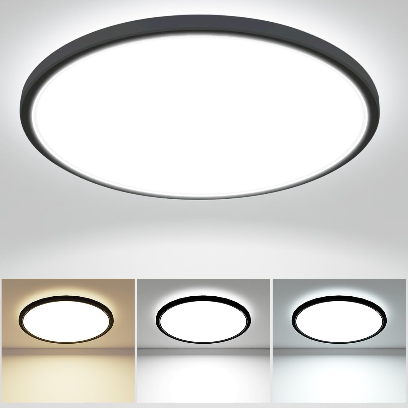 zemty 28W 3200LM LED Ceiling Light, Bathroom Lights Ceiling 3000K/4500K/6000K, 3...