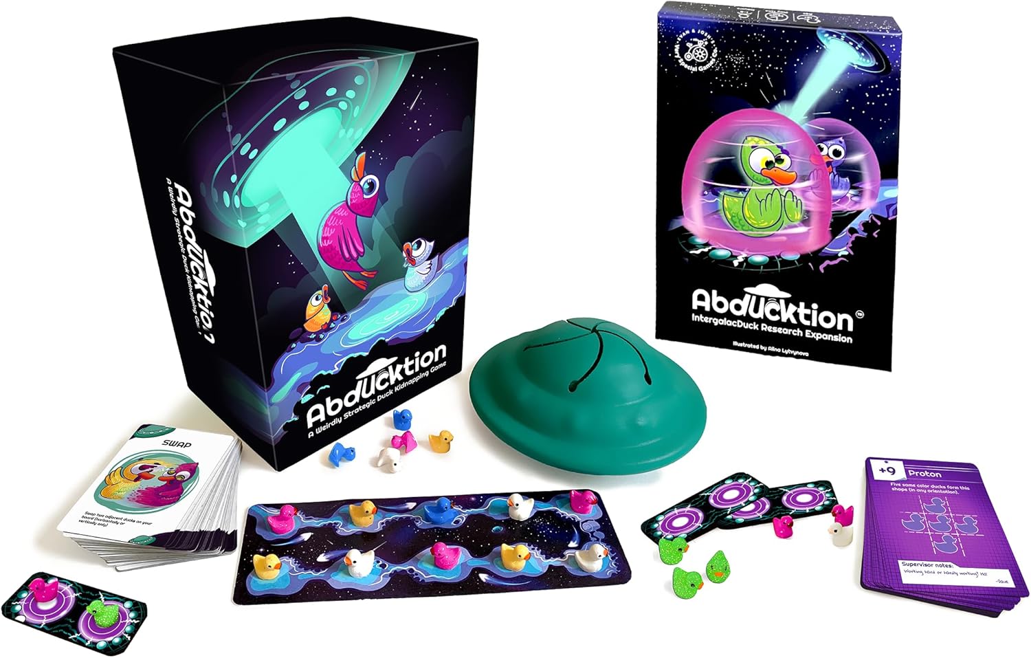 Abducktion - Bundle Base + IntergalacDuck Research Expansion Combo Pack, 25-30 M...