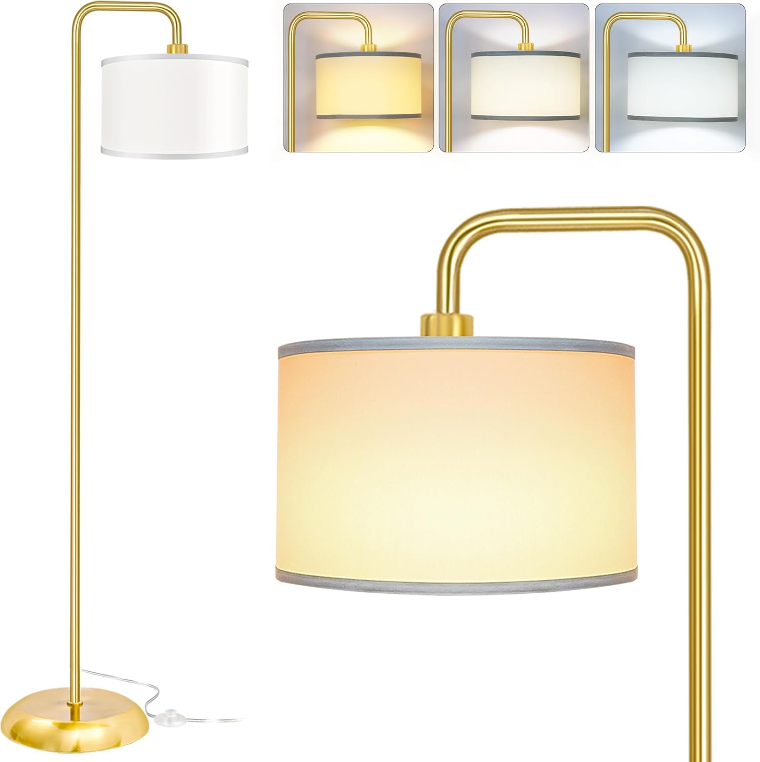 [Upgraded] LED Floor Lamp for Living Room, 3 Color Temperature Floor Lamp with F...