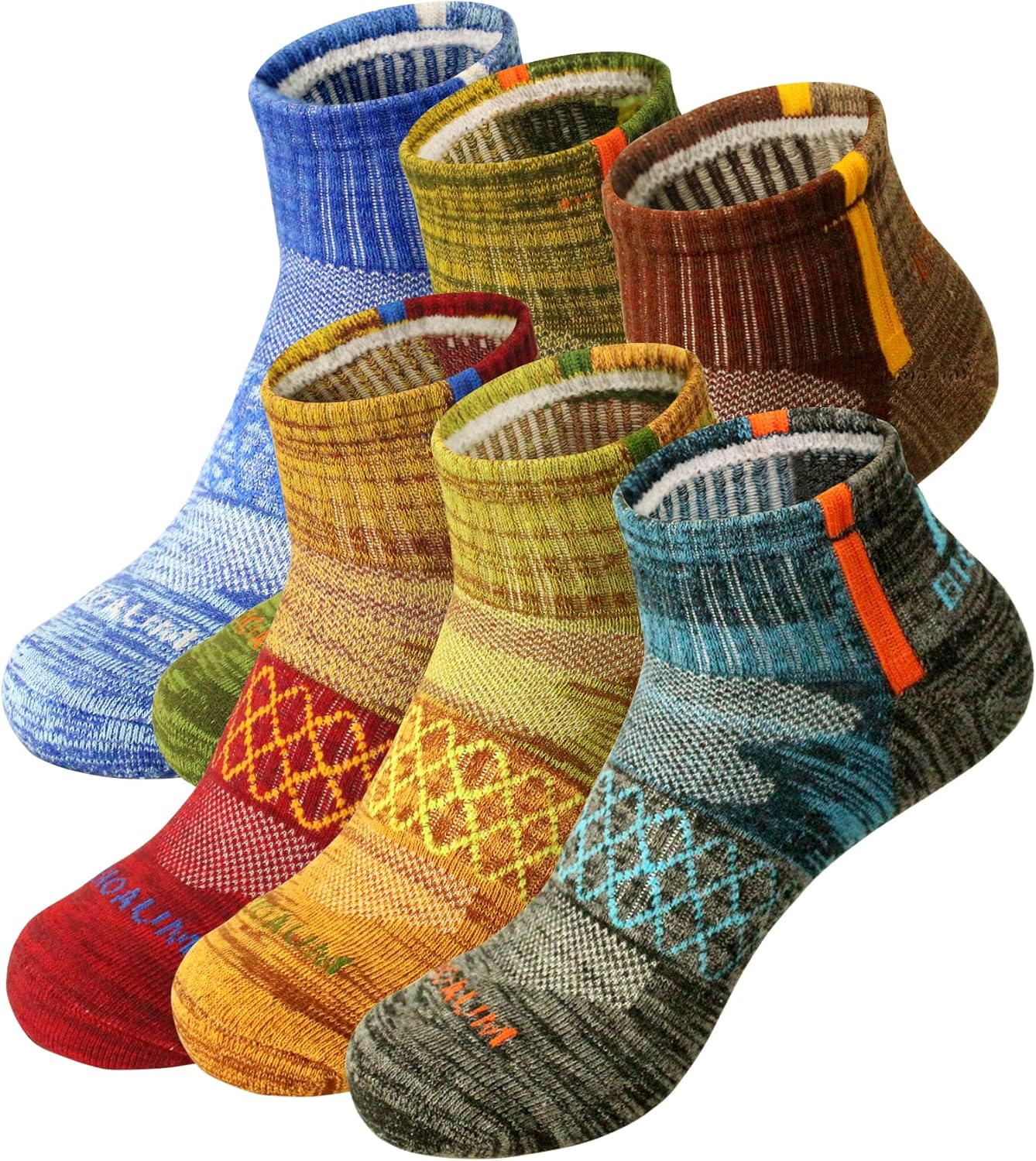 BIOAUM Men's Athletic Socks Size 10-13 - 6 Pairs Cotton Cushioned Quarter Socks...
