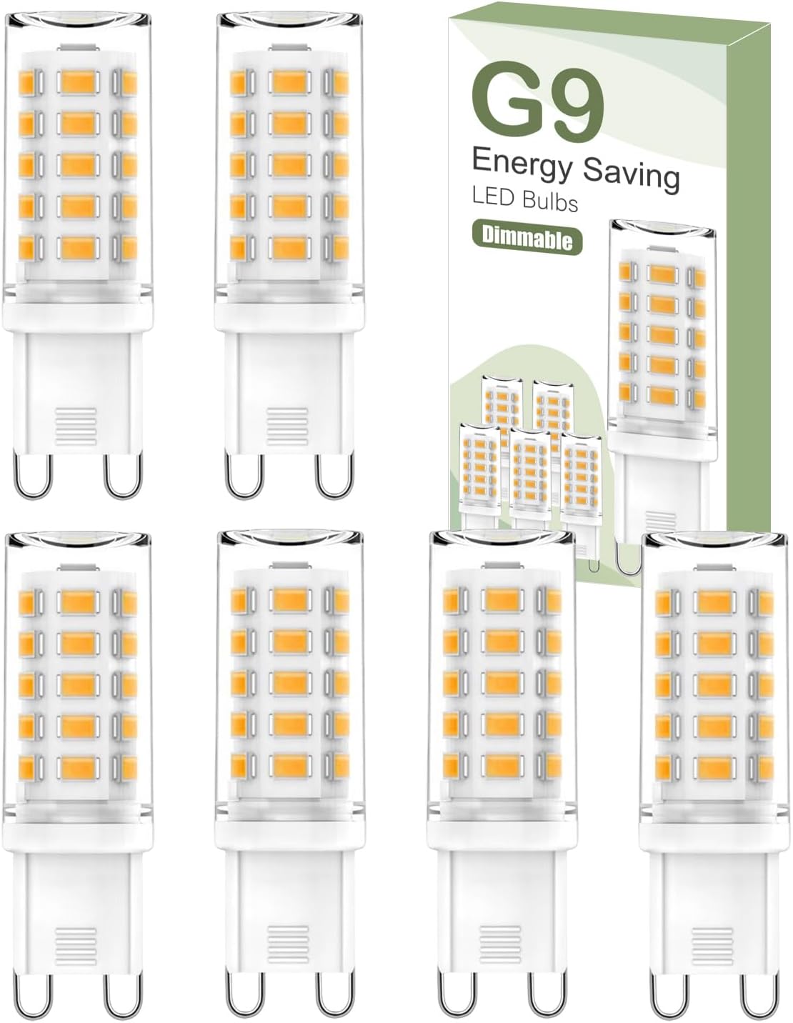 G9 LED Bulbs Dimmable, 3000K G9 LED Bulbs Warm White Dimmable, 5W 560LM G9 LED D...