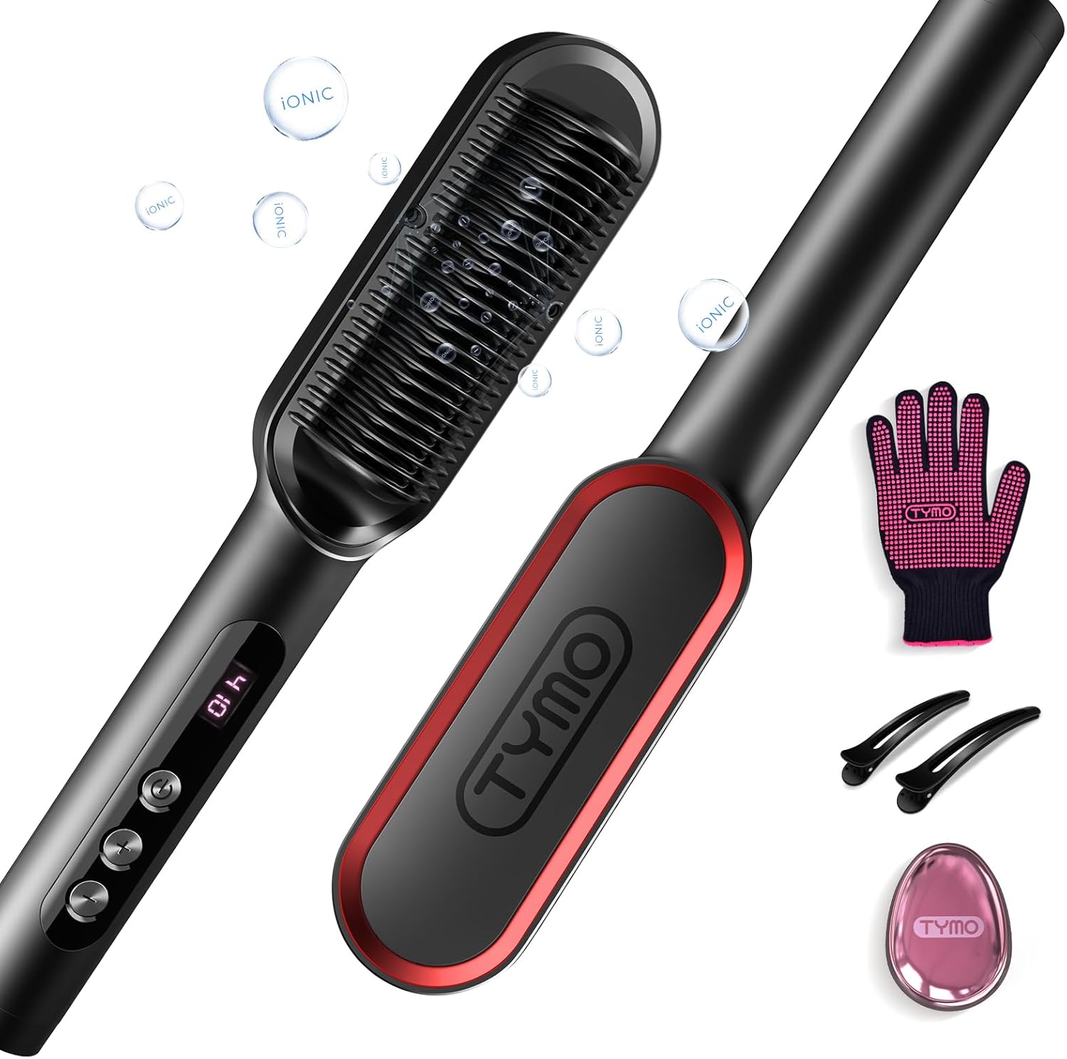 TYMO Ring Plus Ionic Hair Straightener Brush - Straightening Comb with Negative...