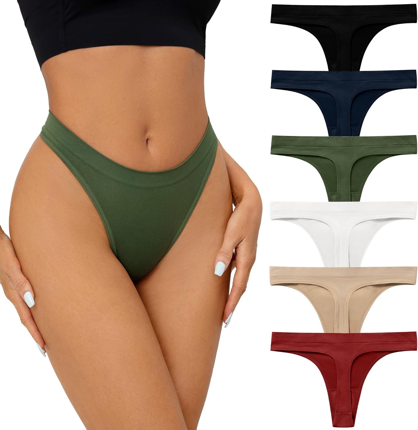SHARICCA Seamless Thongs for Women Sexy Breathable No Show Thong Underwear Women...