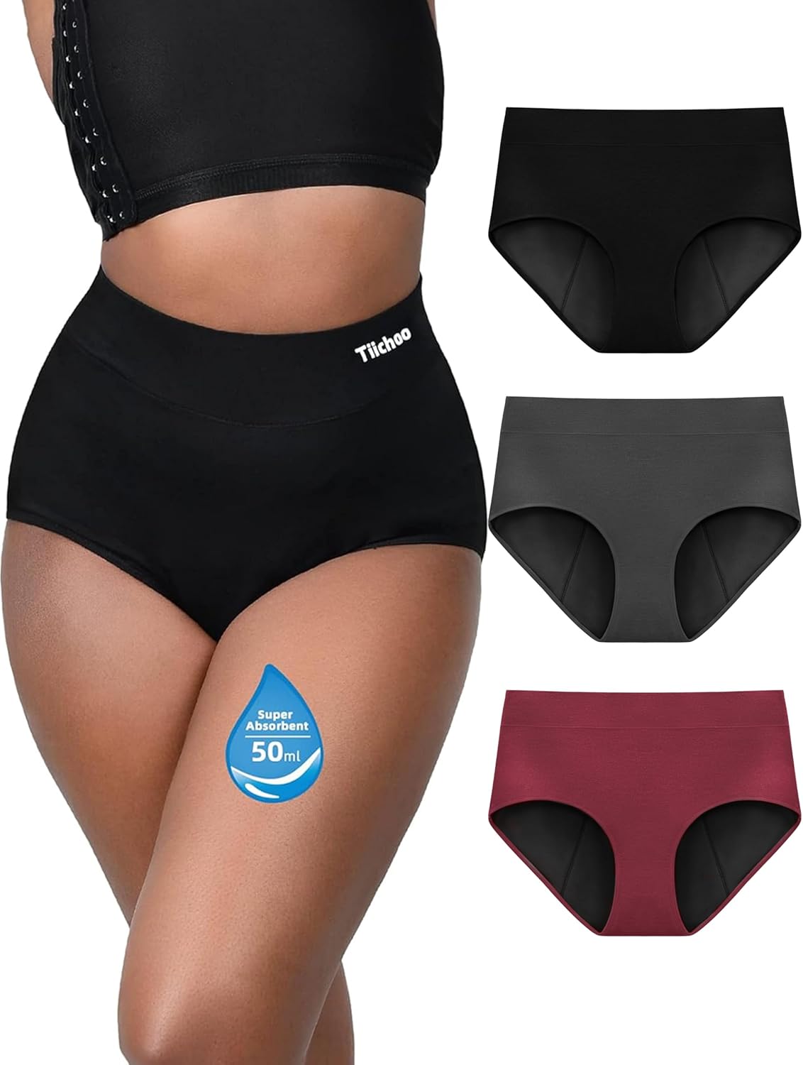 TIICHOO Period Pants Heavy Flow High Waisted Period Underwear Incontinence Pants...