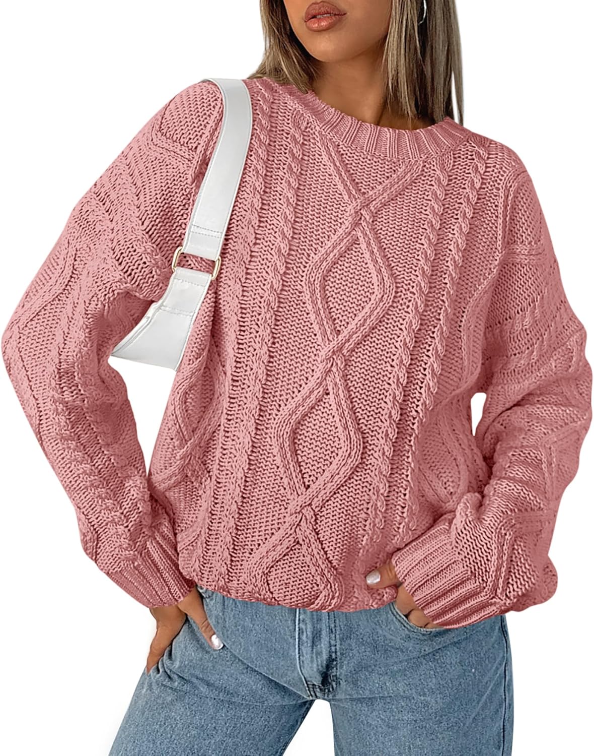 BTFBM Casual Women Long Sleeve Sweater 2025 Fall Ribbed Knit Pullover Loose Crew...