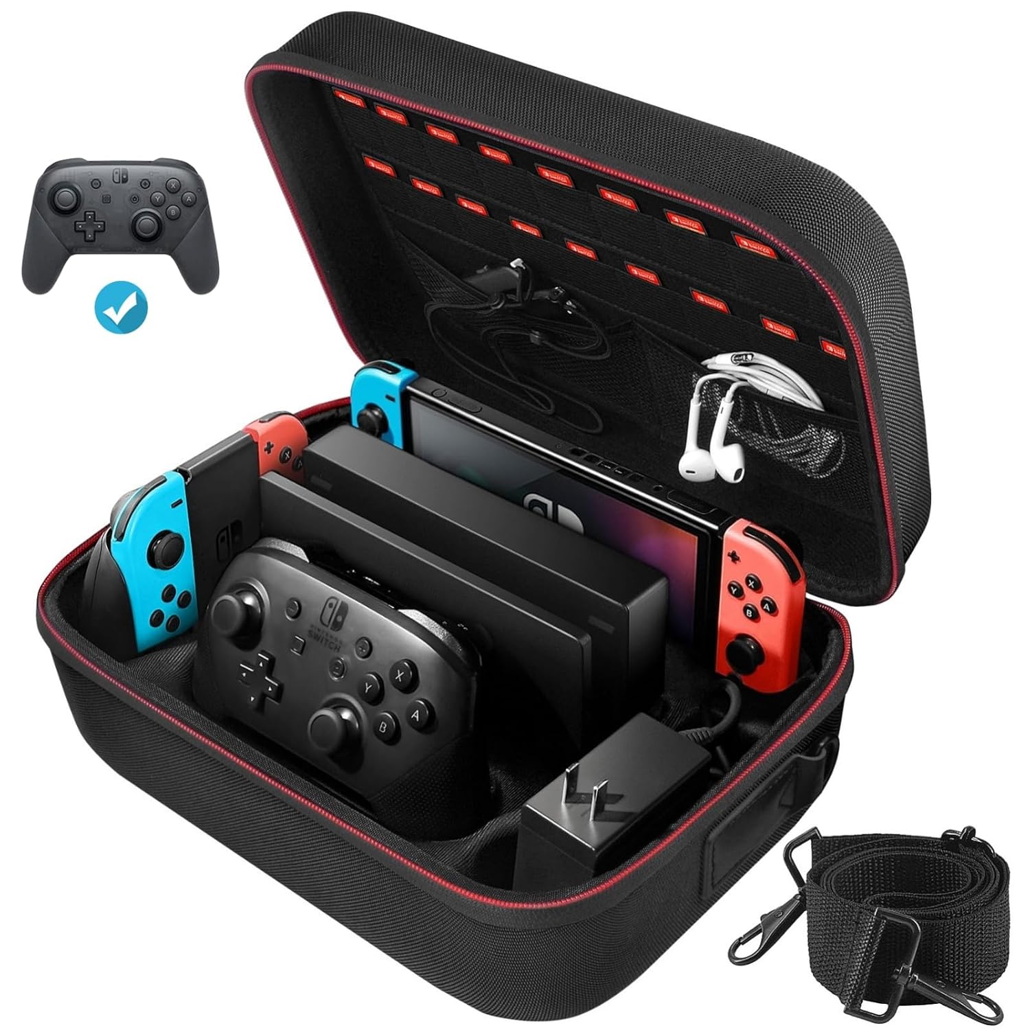 Switch Case for Nintendo Switch and Switch OLED Model, Portable Full Protection...