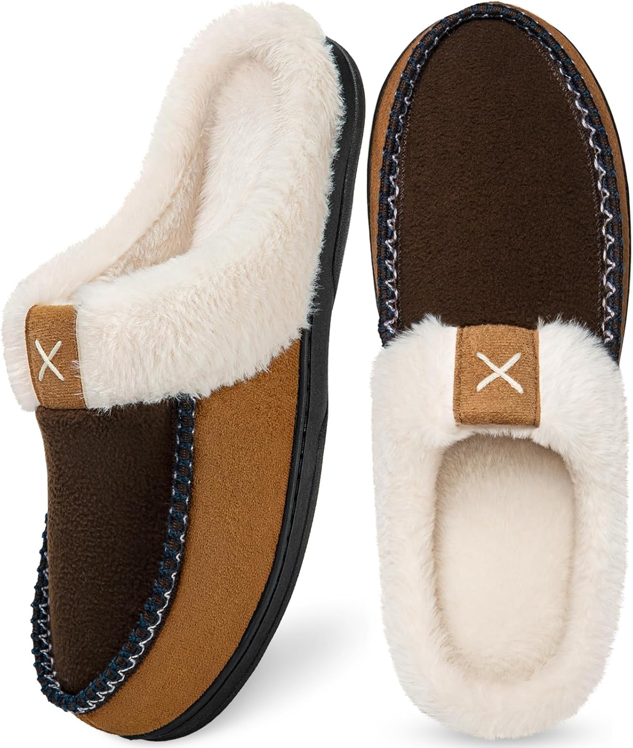 Homitem Men's Memory Foam Slippers,Fuzzy Wool-Like Plush Fleece Lined House Shoe...