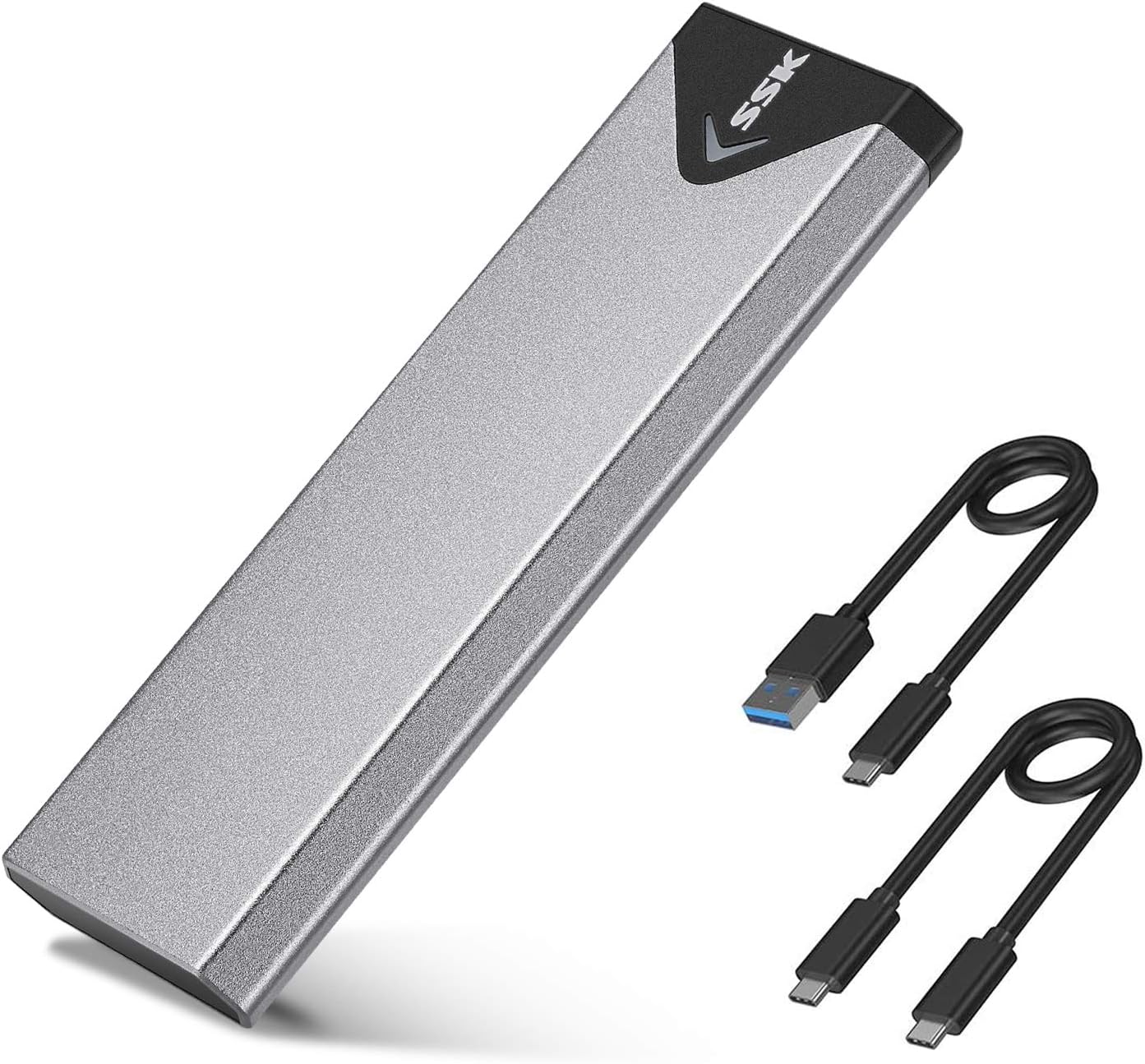 SSK Aluminum M.2 NVME SATA SSD Enclosure Adapter, USB 3.2 Gen 2 (10 Gbps) to NVM...