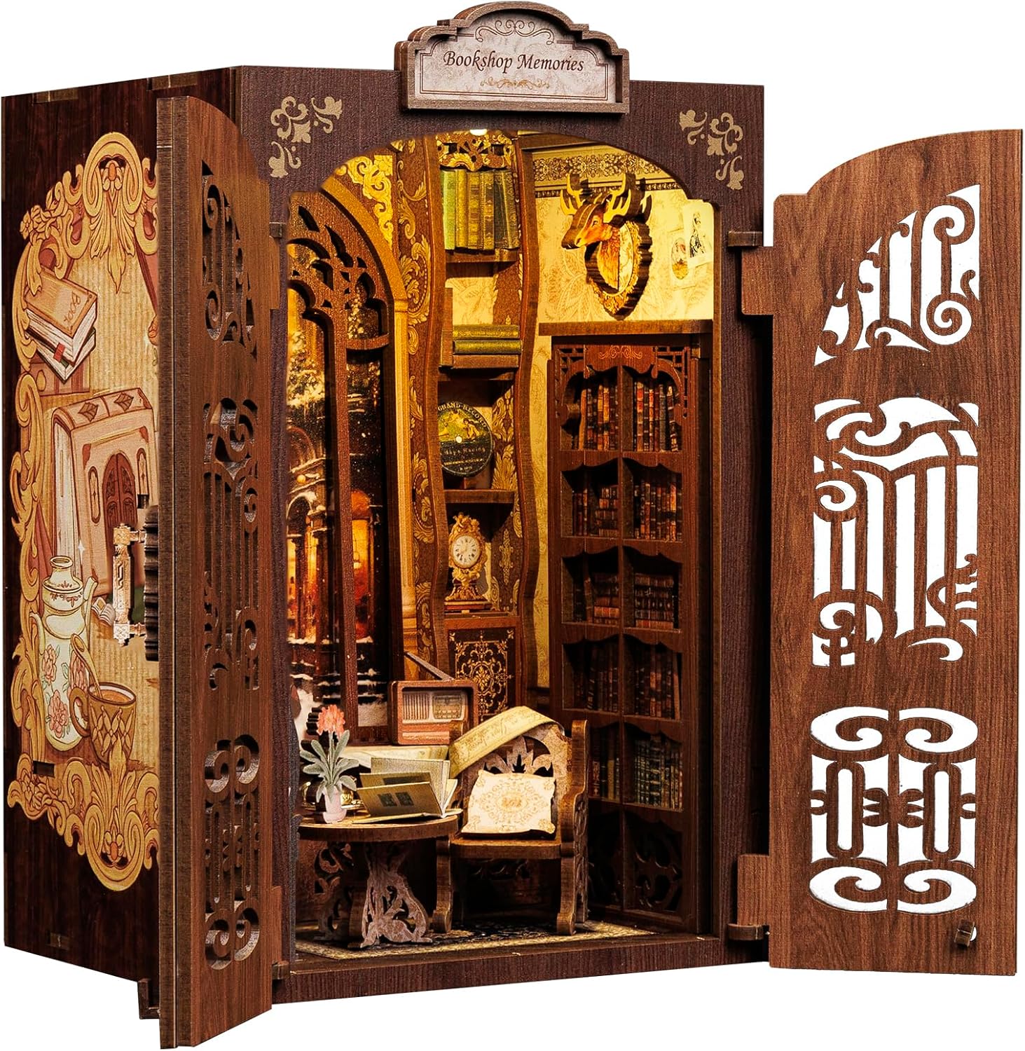 CUTEBEE DIY Book Nook Kit for Adults and Teens, DIY Wooden Miniature Tiny House...