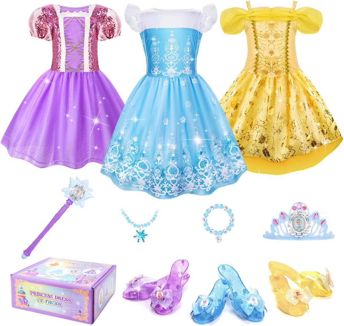 Meland Princess Dress Up for Girls 3-6, Dress Up Clothes for Girls with Princess...