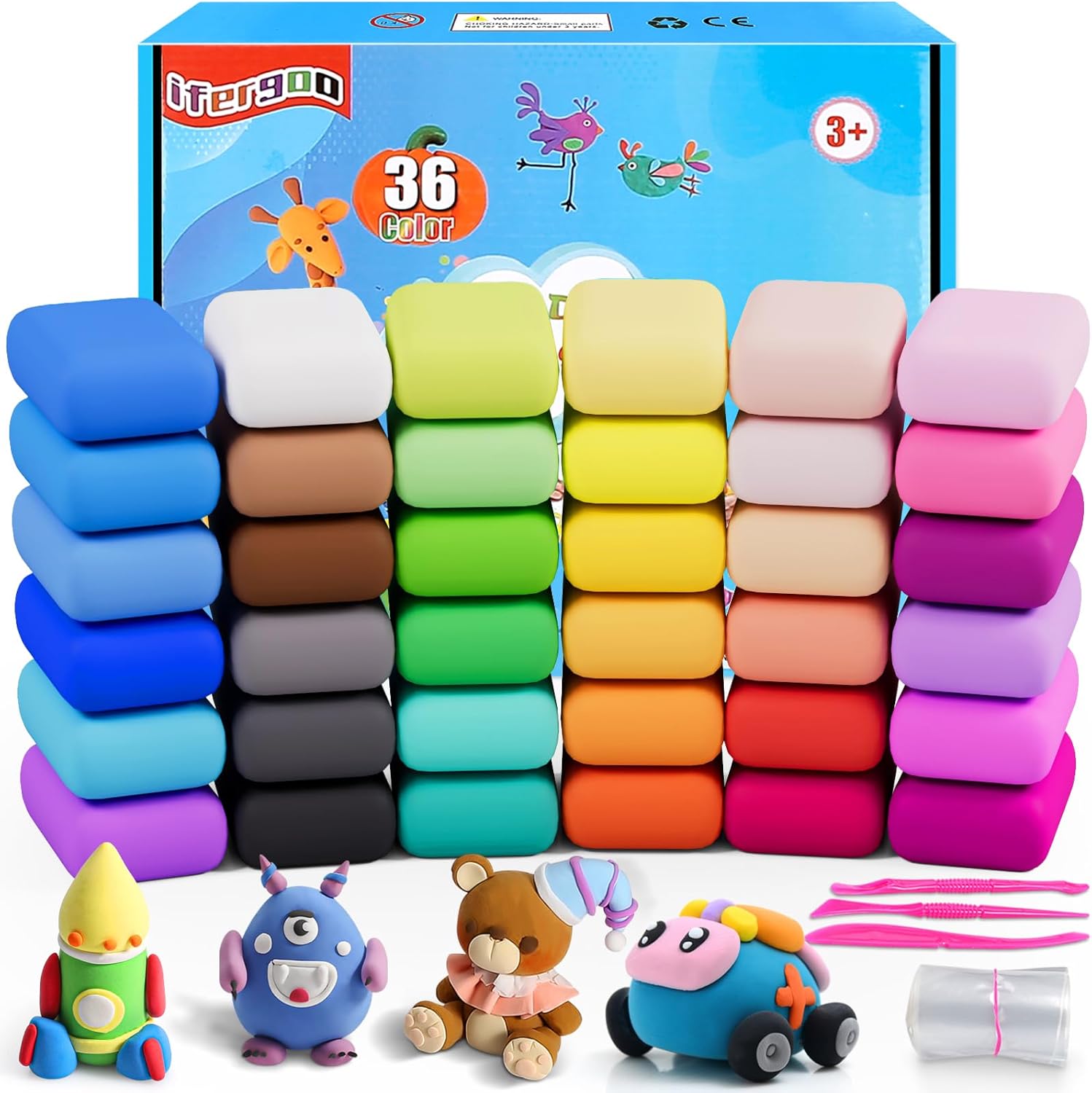 ifergoo Air Dry Clay, 36 Colors Magic Foam DIY Molding Clay for Slime add ins &...
