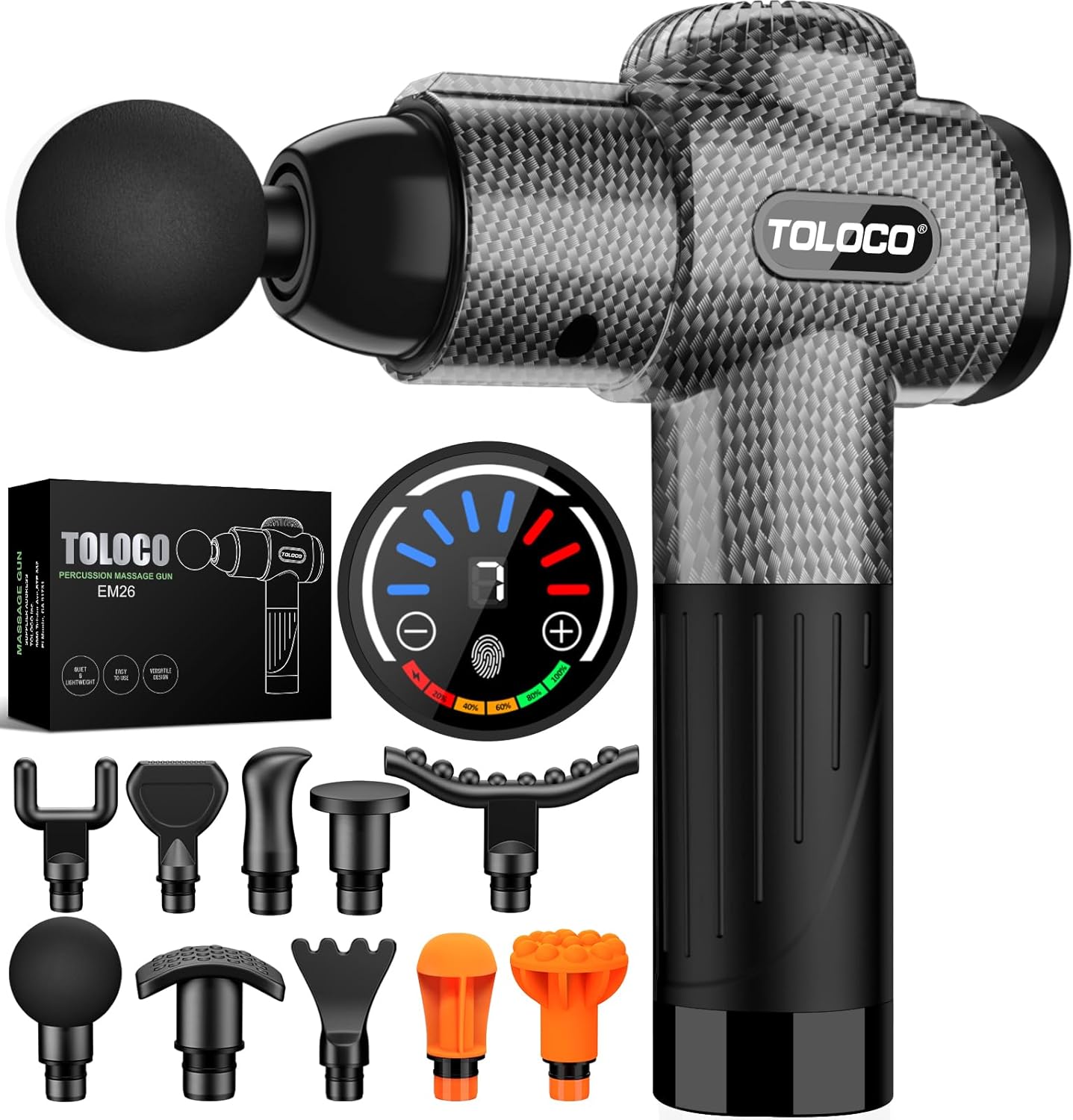 TOLOCO Massage Gun, Deep Tissue Back Massager for Athletes with 10 Massage Heads...