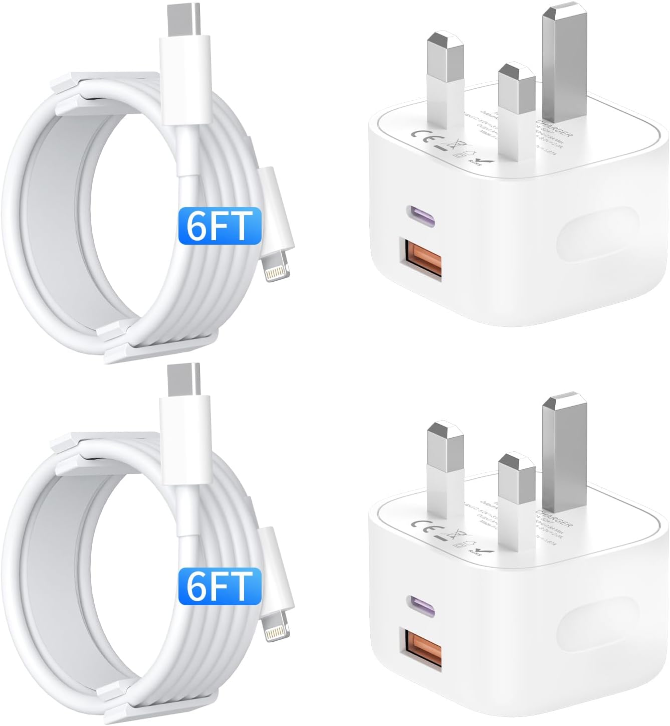 SANYEYE iPhone Charger,2Pack [Apple MFi Certified] 20W USB C and Wall Charger Du...
